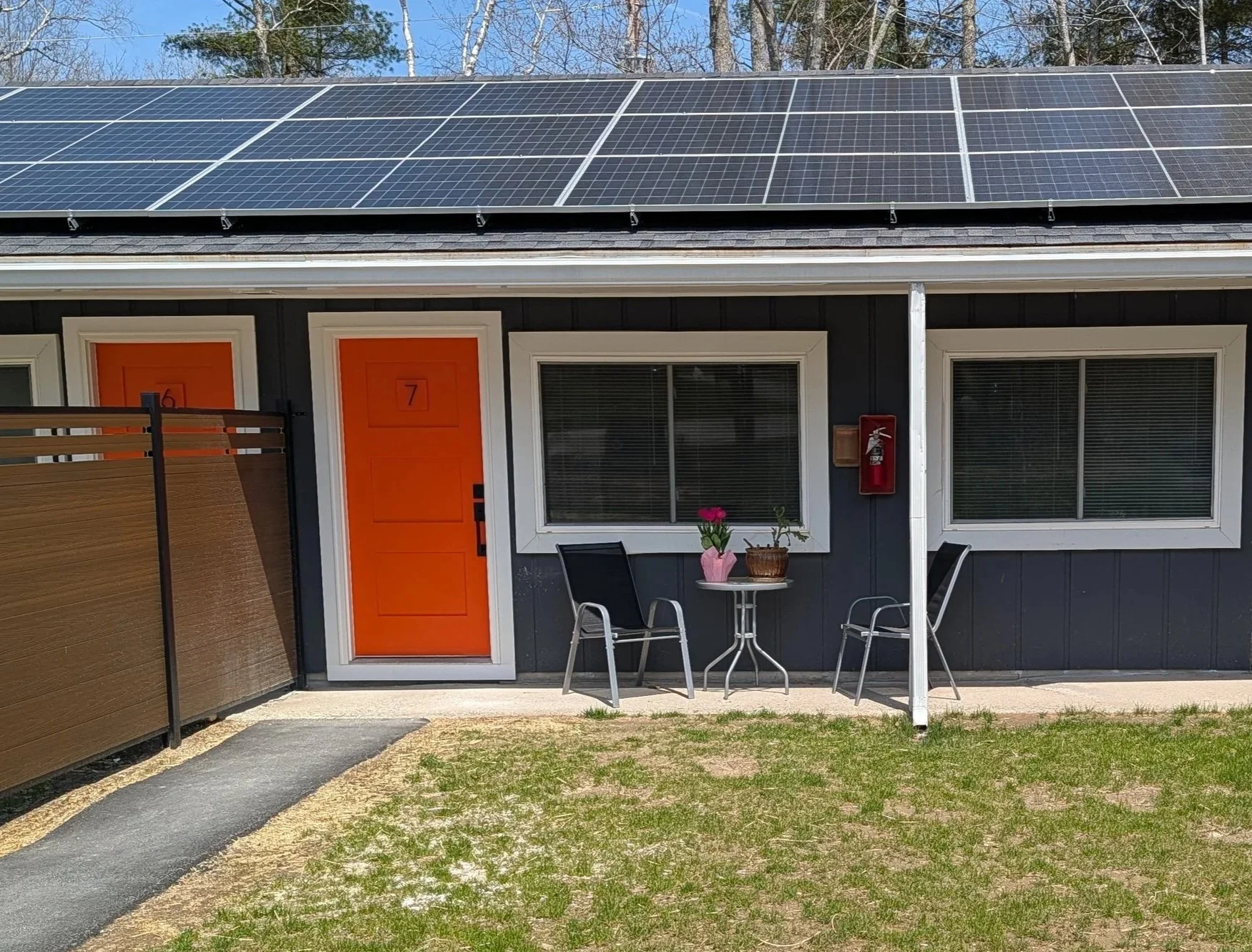 Solar panels on roof of Birches apartment