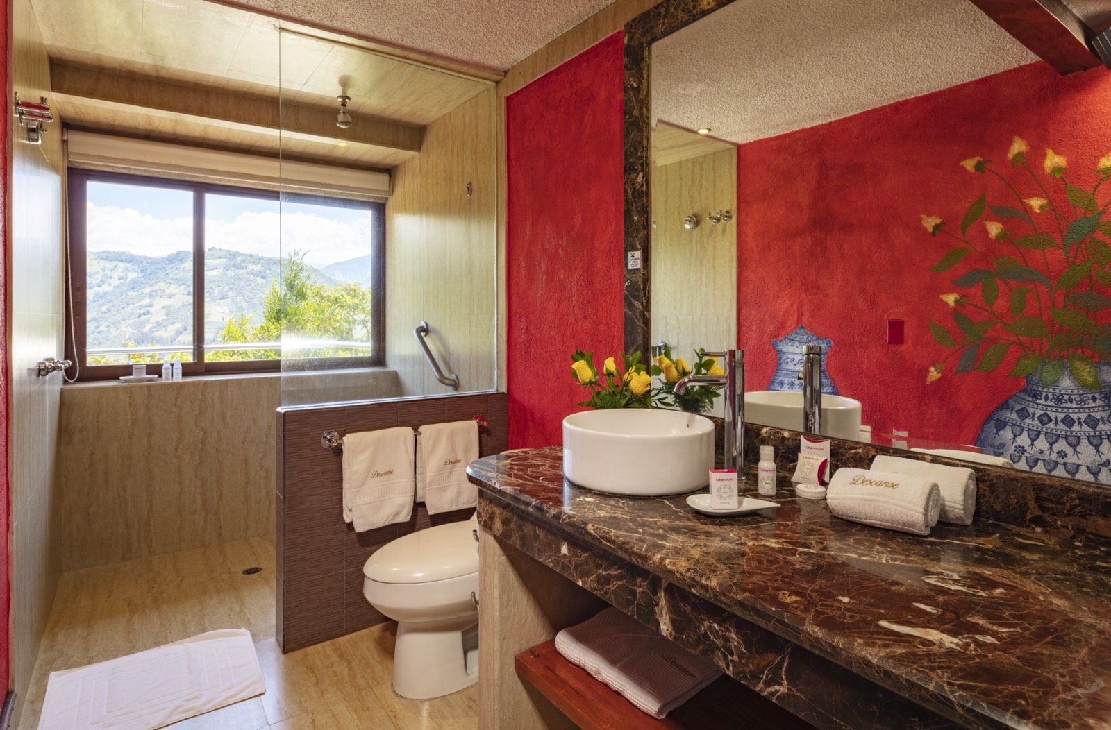 Bathroom Romantic Room Blue Volcano 44 - Luna Volcan - Hotel Banos Ecuador.jpg