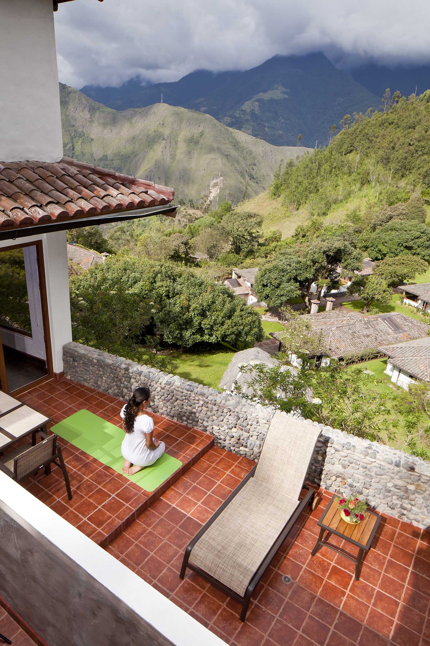 Terrace and View Yoga Suite 62 - Luna Volcan - Hotel in Banos Ecuador.jpg