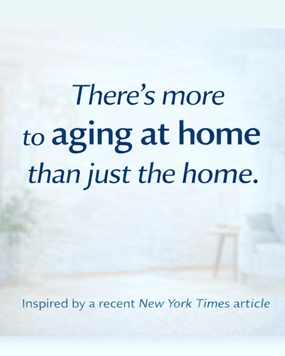 A recent @nytimes article about caring for aging loved ones at home highlights something we see every day: Helping someone stay independent takes more than just a safe home. It takes support, connection, and planning.

We provide that extra layer of 