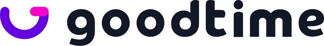 GoodTime logo with stylized 'G' and text in purple.