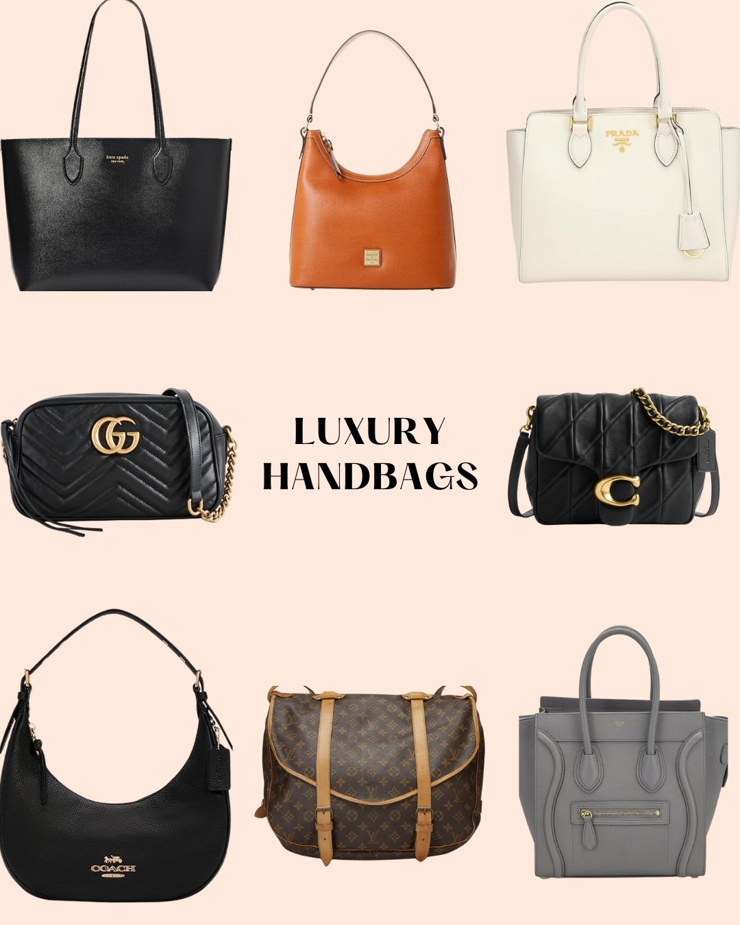 Luxury and mid-range handbags