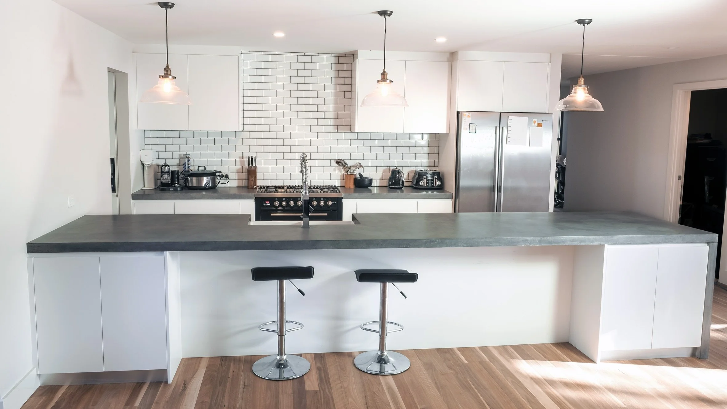 Modern Concrete Island benchtop with rustic finish Melbourne