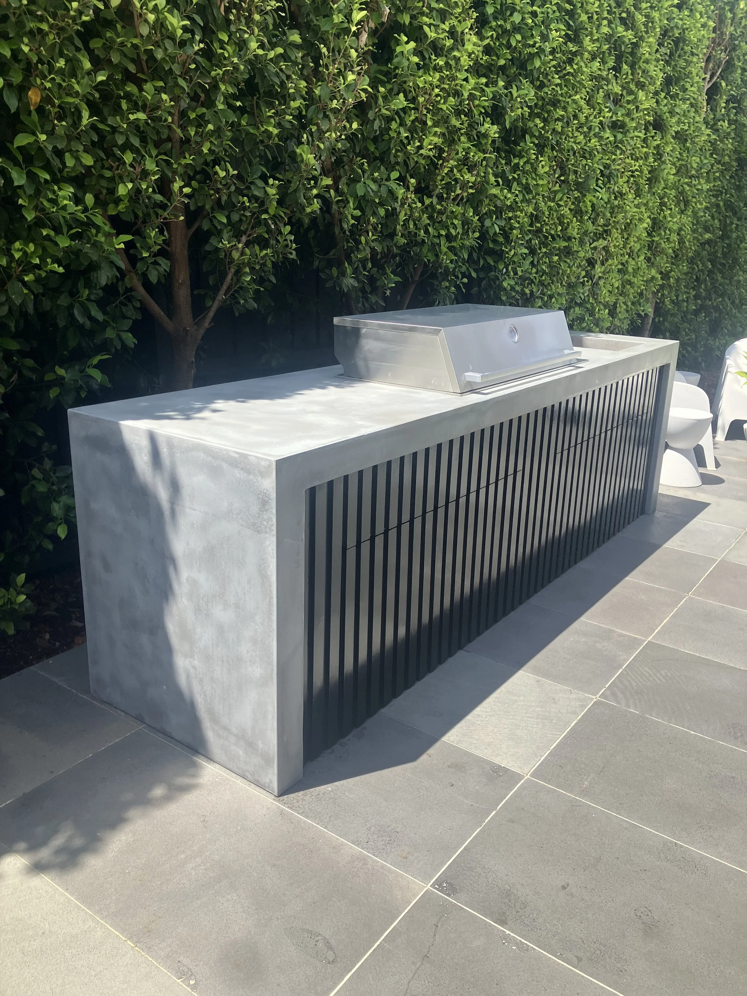 Concrete Outdoor kitchen showing one piece construction
