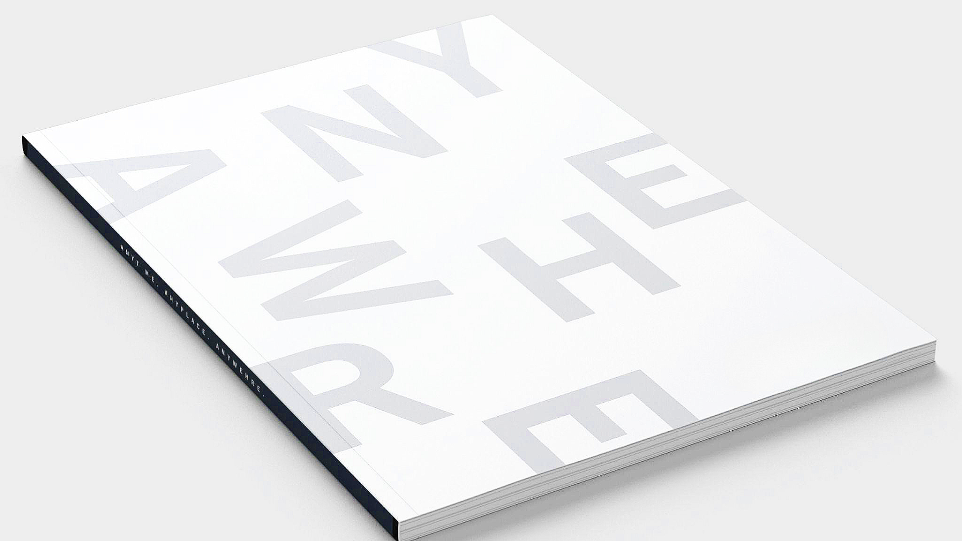 A white book with large gray text that reads 'ANYWHERE.'