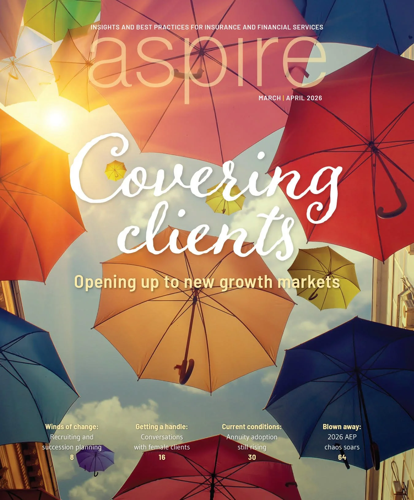 Colorful umbrellas in the sunny sky