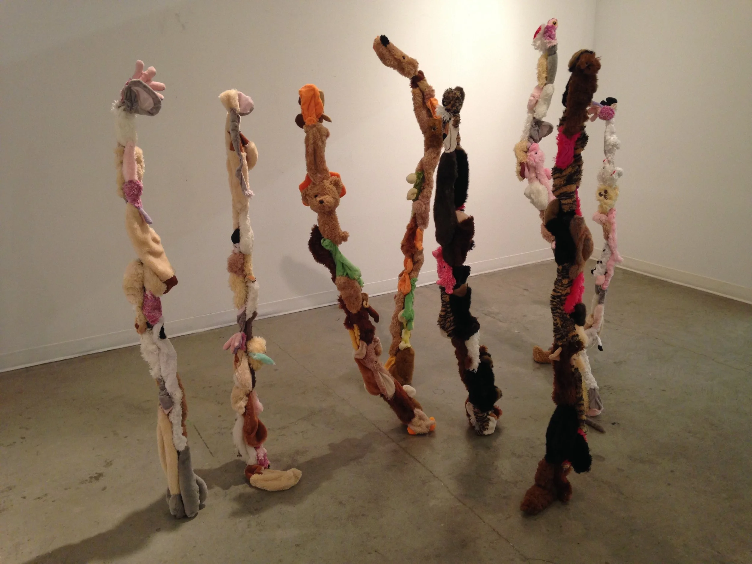 THE FOREST OF MY EMPTY NEST.  Found branches, found fabric, thread.  And/Or Annual Student Exhibition, University of Lethbridge, Penny Gallery