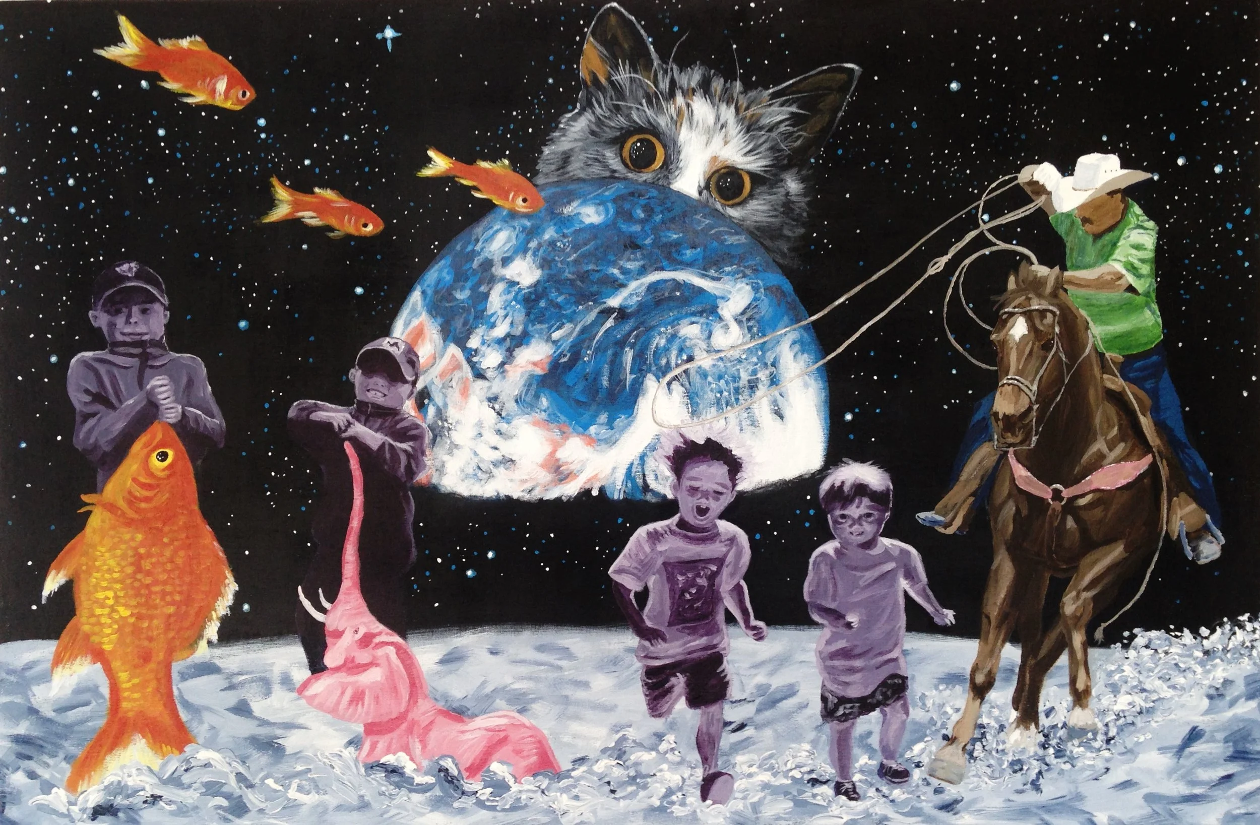 MEOW MOON. Acrylic on canvas.  People's Choice Award 2019