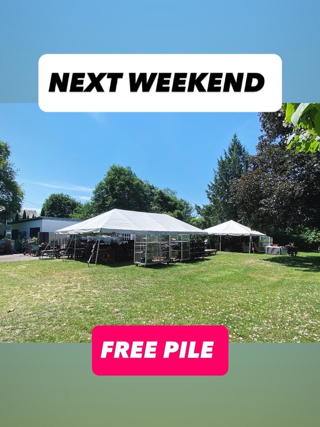 Still gettin organized&hellip;
FREE PILE under the SMALL tent 
NEXT WEEKEND 
June 29