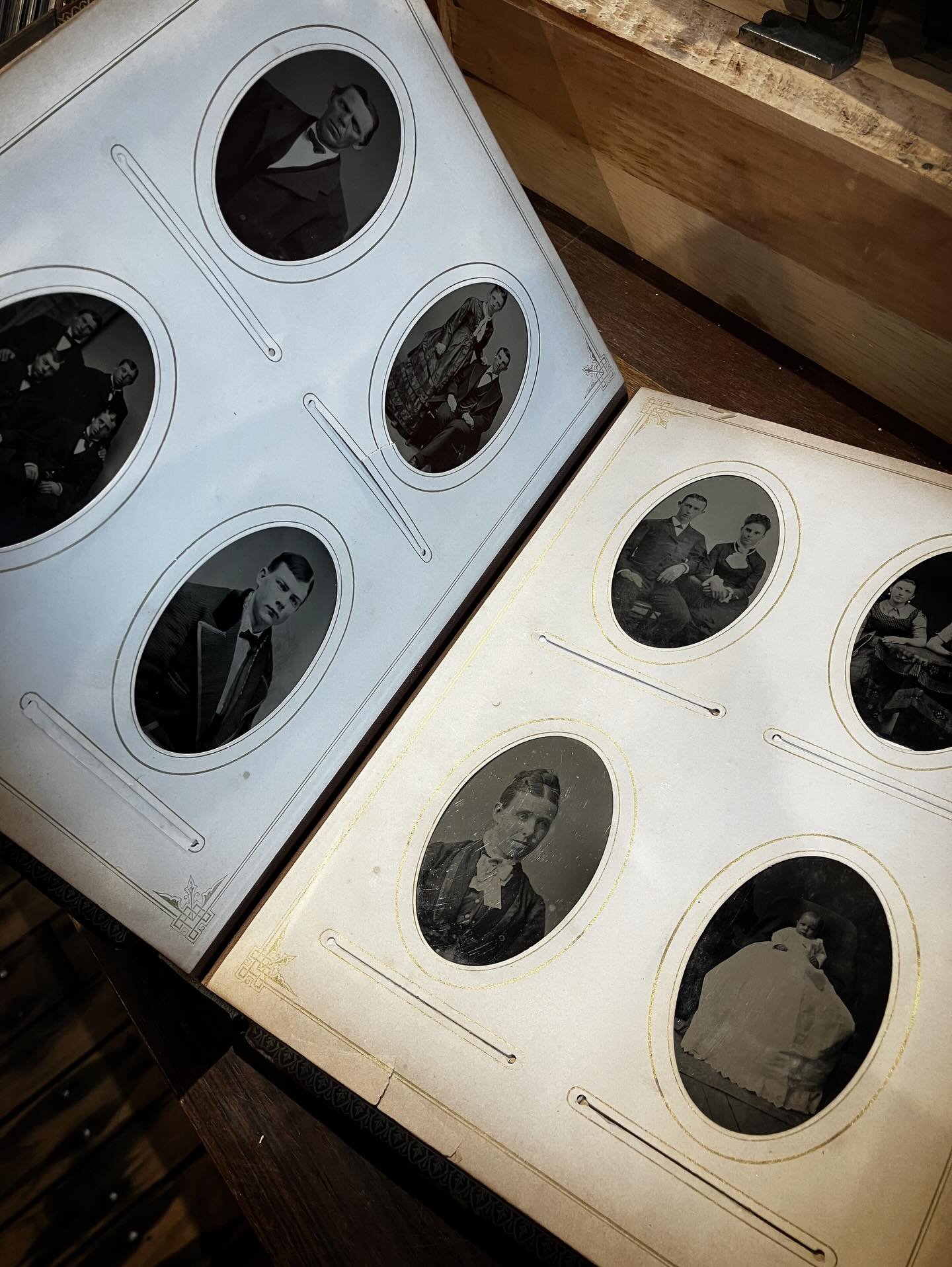 instant ancestors! this old album is full of interesting people
.
#vintagephotoalbum #cabinetcards #tintypes