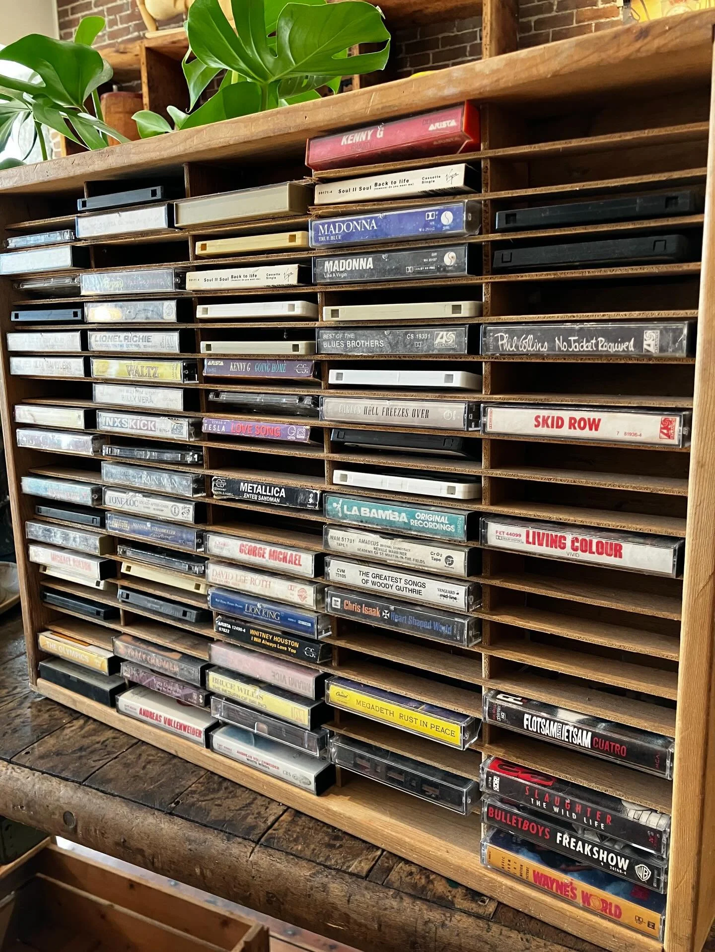 relive the 80s with this cassette rack full of classics and some random mix tapes 🎶 
.
#80smusic #musiccassettes #rawk