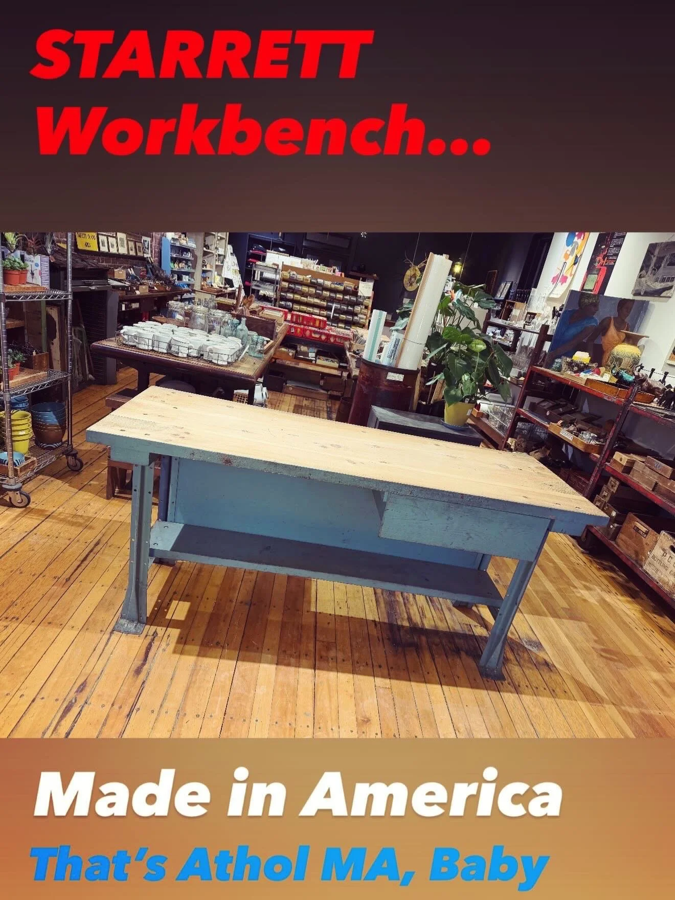 In the BLUE&hellip; Heavy Duty&hellip; 
ready for YOU 
It is 6 feet long &amp; 26 1/2 inches deep &amp; 33 1/2 inches tall

#starrett #workbench #madeinamerica