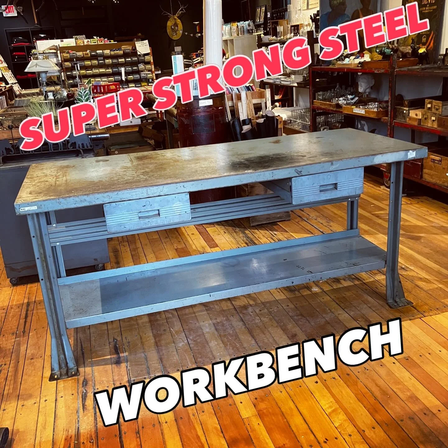 It&rsquo;s a SUPER STRONG 6 foot by 29 inches deep and 33.5 inches tall&hellip;
WORKBENCH&hellip; circa 1950

#workbench #studio #workshop