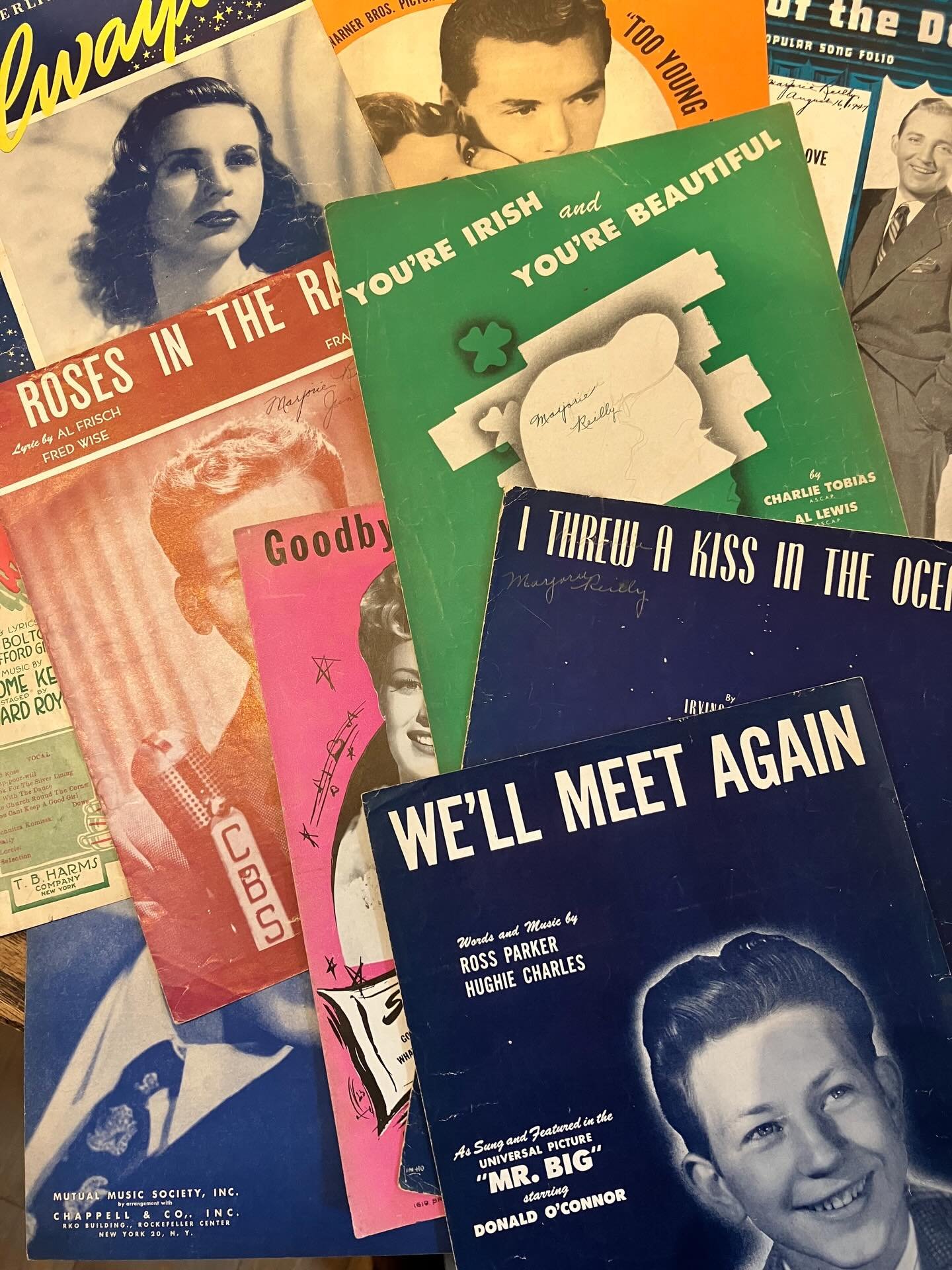 a big stack of 1940s era sheet music! tickle the ivories with these gems or use them for art and collage 🎶✂️
.
#sheetmusic #1940s #lootfoundandmade
