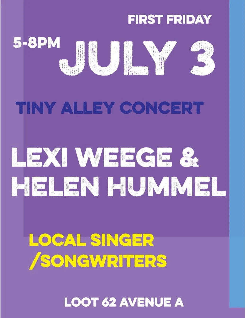 save the date! Lexi &amp; Helen will be on our tiny alley stage first friday july 3rd, 5-8pm! we&rsquo;re so excited 🎶❤️

#firstfridayturnersfalls #music #lootfoundandmade #loottinystage