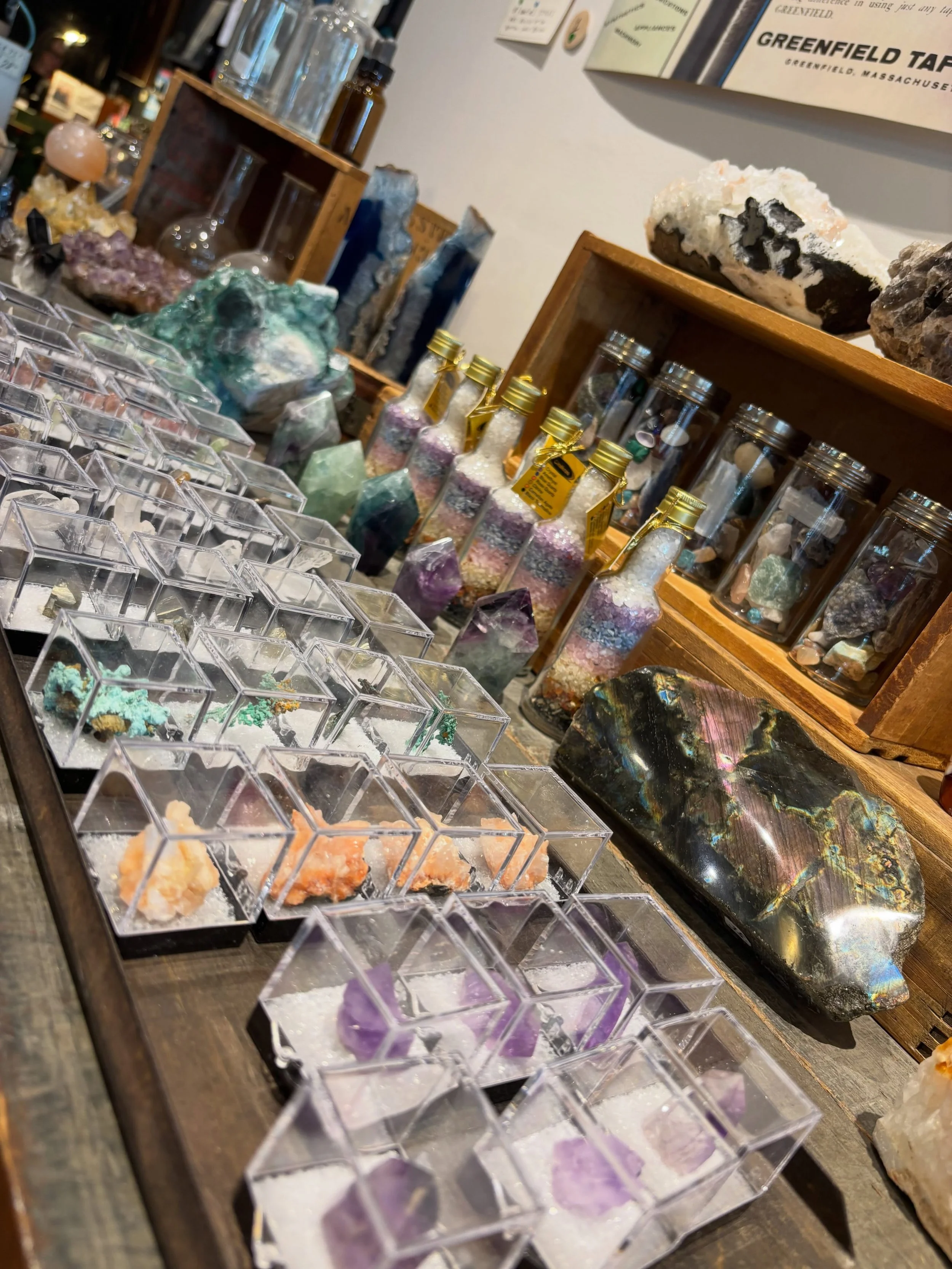 So many new crystals!!!!Specimens, polish stones, ritual bowls, orbs, towers, pyramids and points.  One highlight is a beautiful selection of standing Labradorites.  The flashing is spectacular!  And we&rsquo;ve never seen this much pink!
#crystals #
