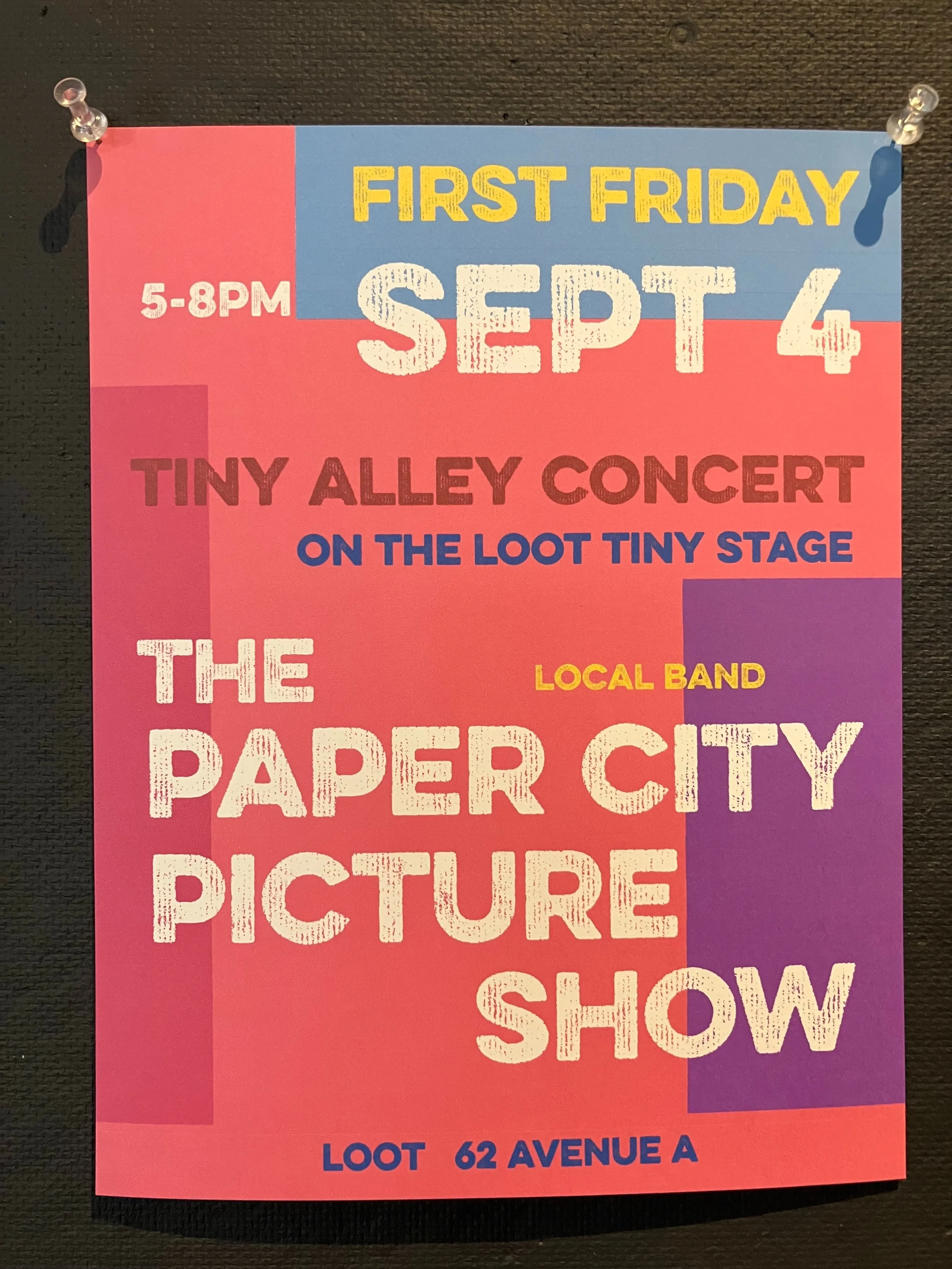 save the date! next up on our tiny stage! @papercity.pictureshow friday 5-8pm september 4th!