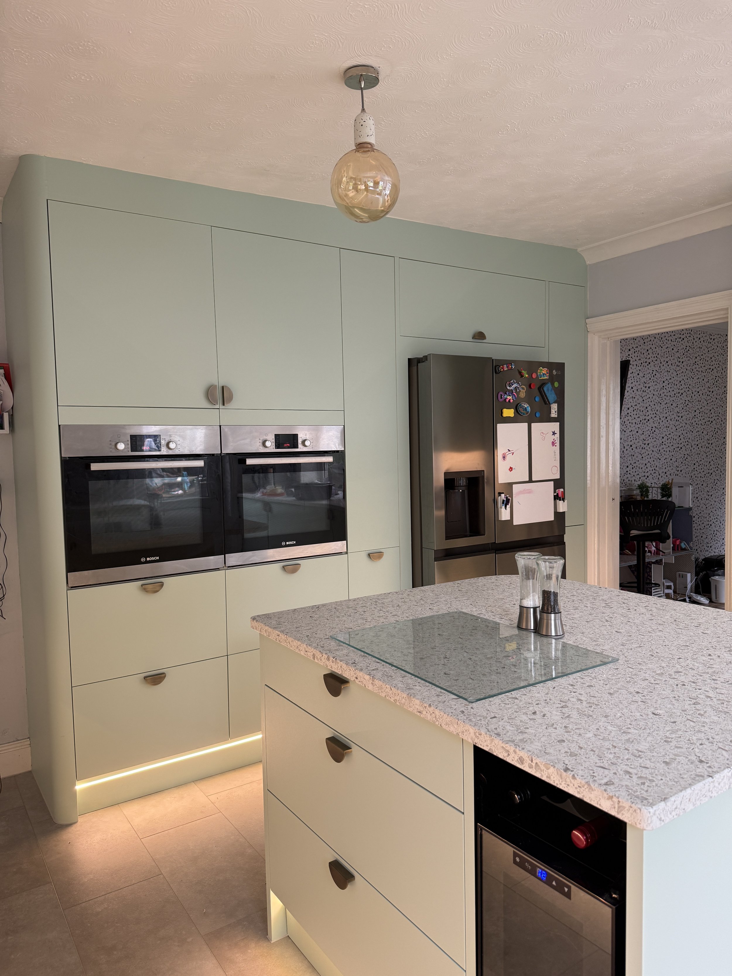 Mint Green Kitchen Wrap Transformation in Fareham: A Bright and Luxurious Kitchen Makeover
