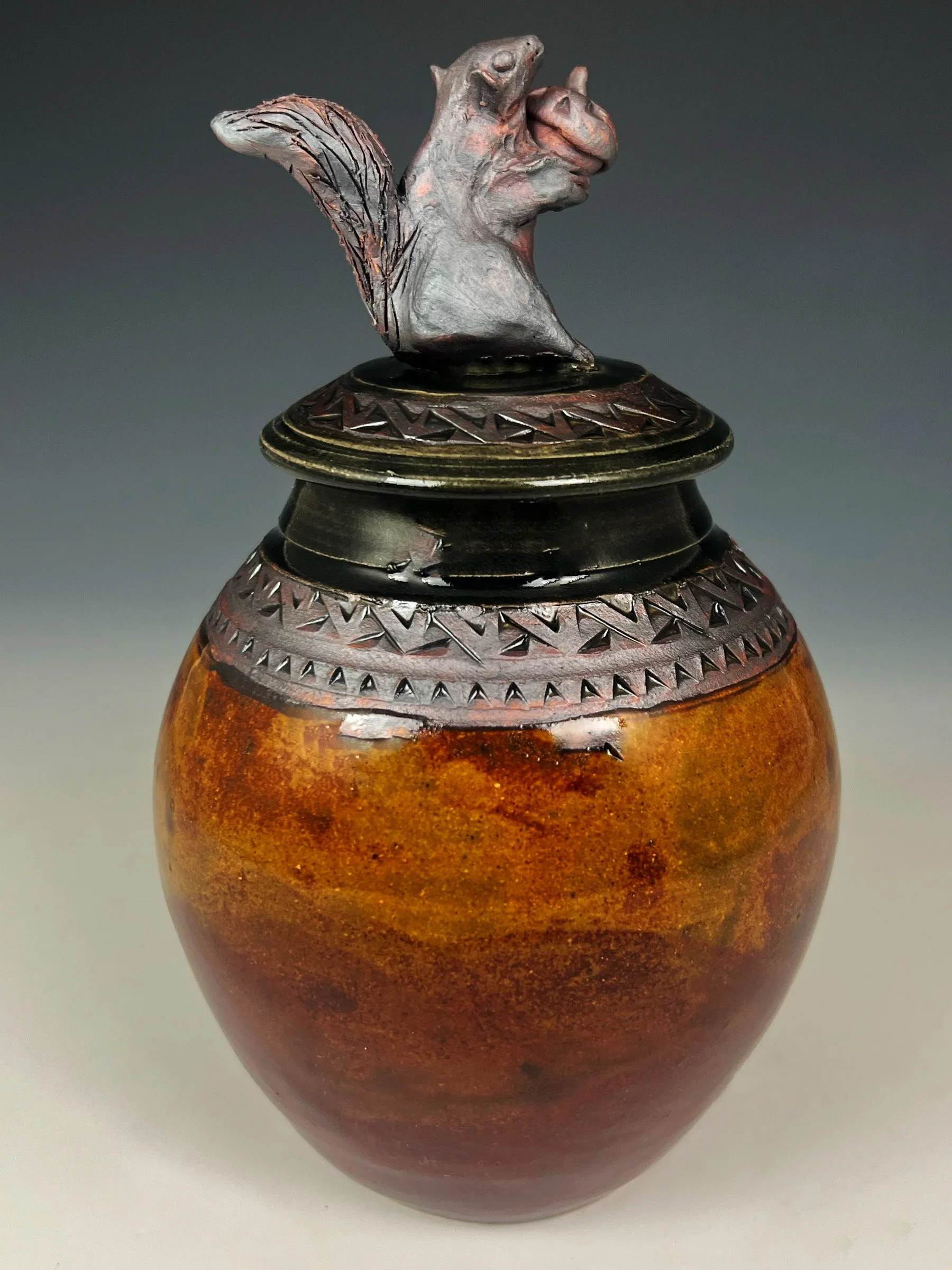 Little Lidded Jar with Squirrel