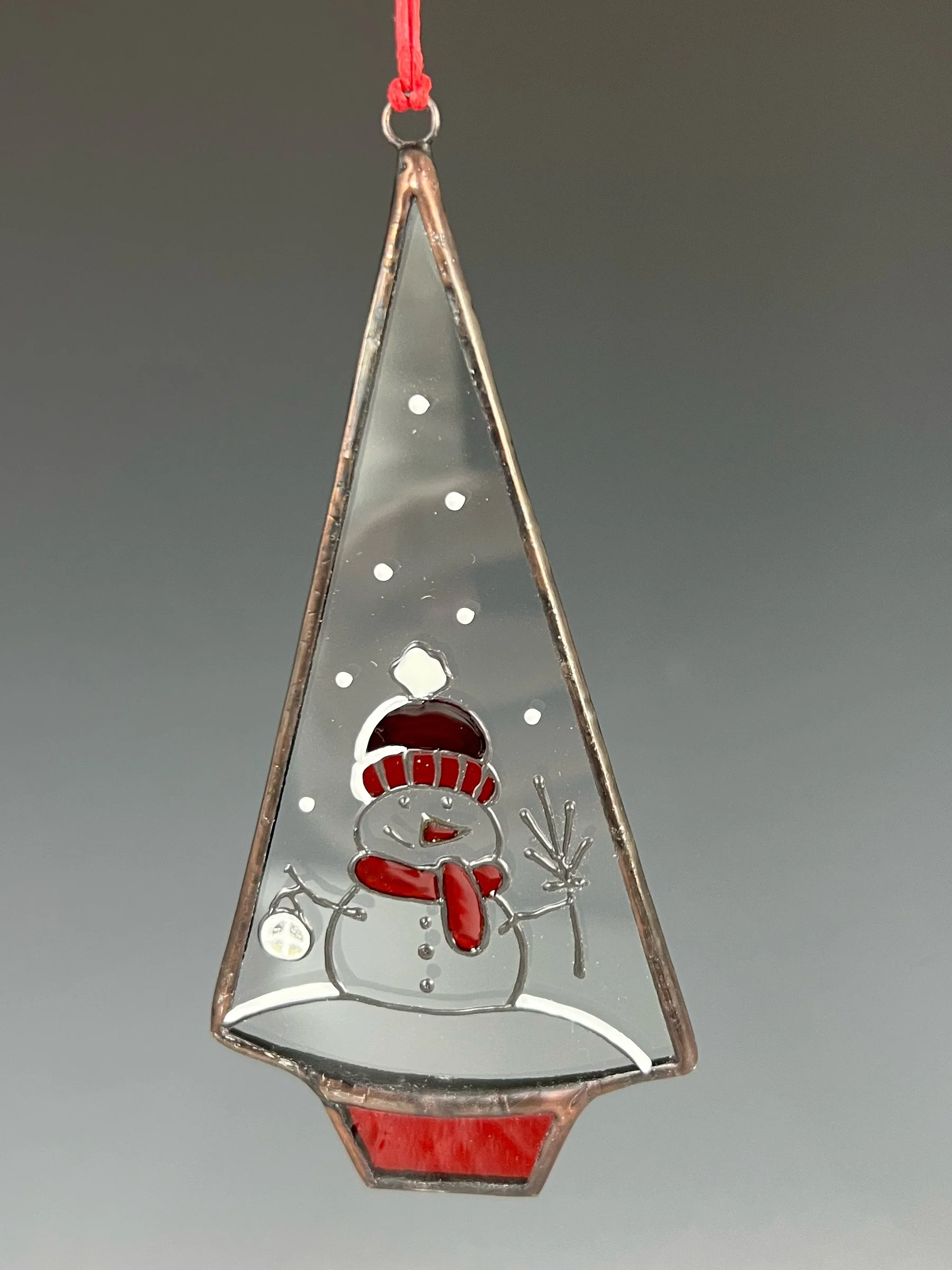 Ukrainian Fused Glass Snowman Ornament