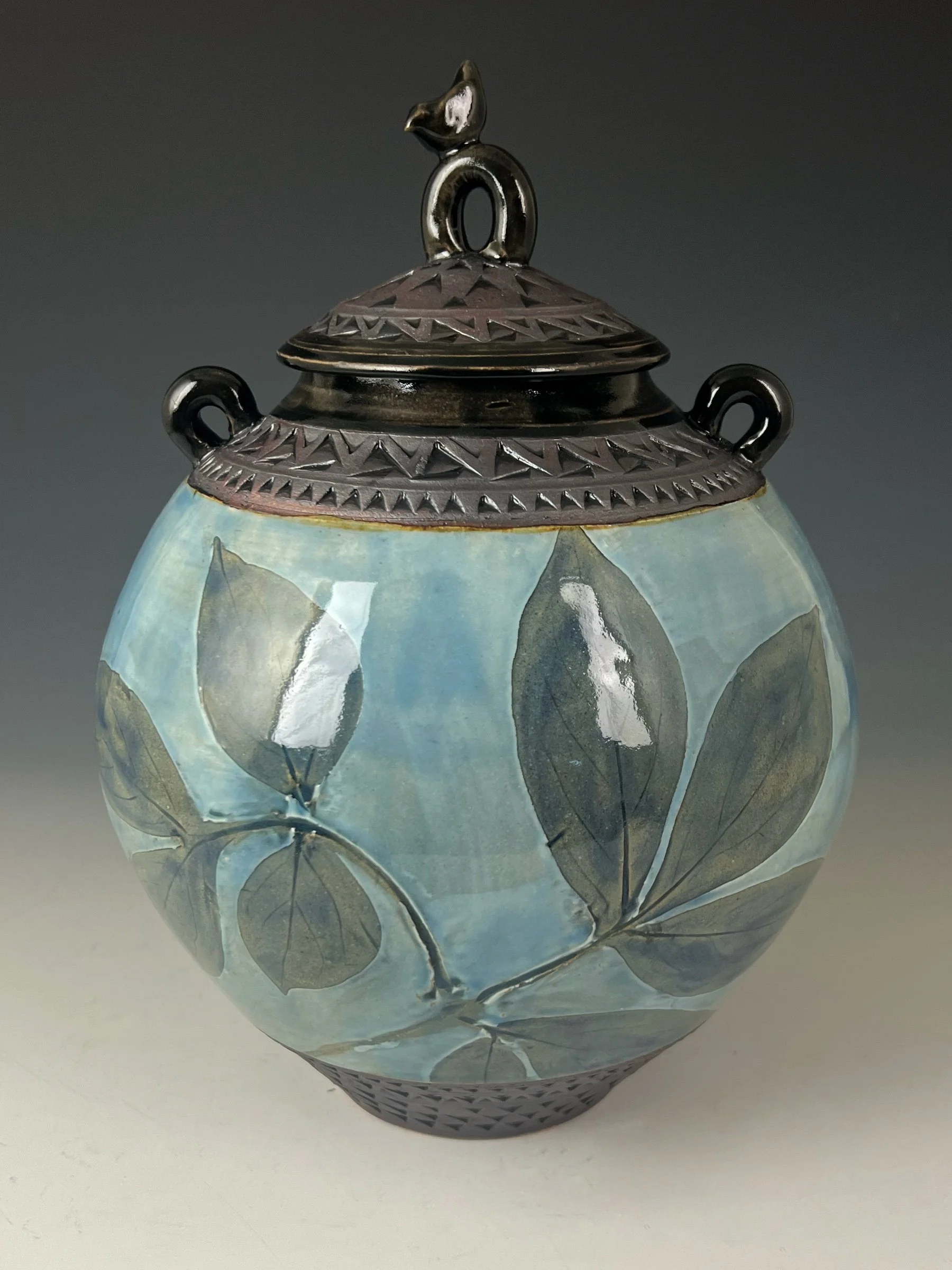 Singing the Blues Bird Urn, Peony