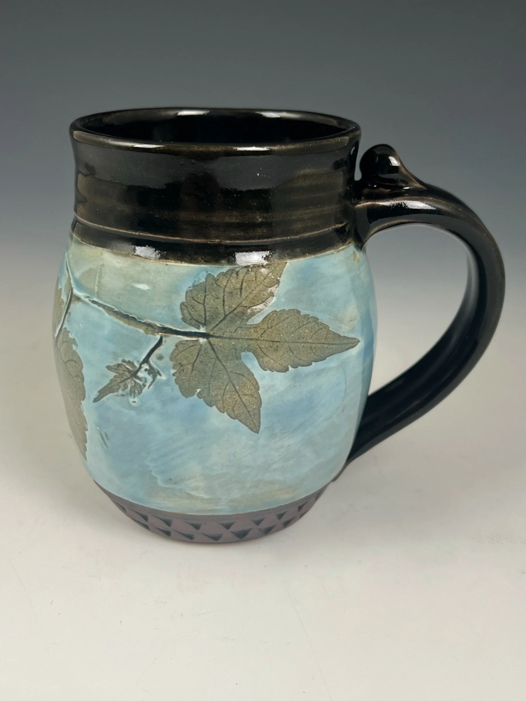 Cornflower Blue Mug, Porcelain Vine