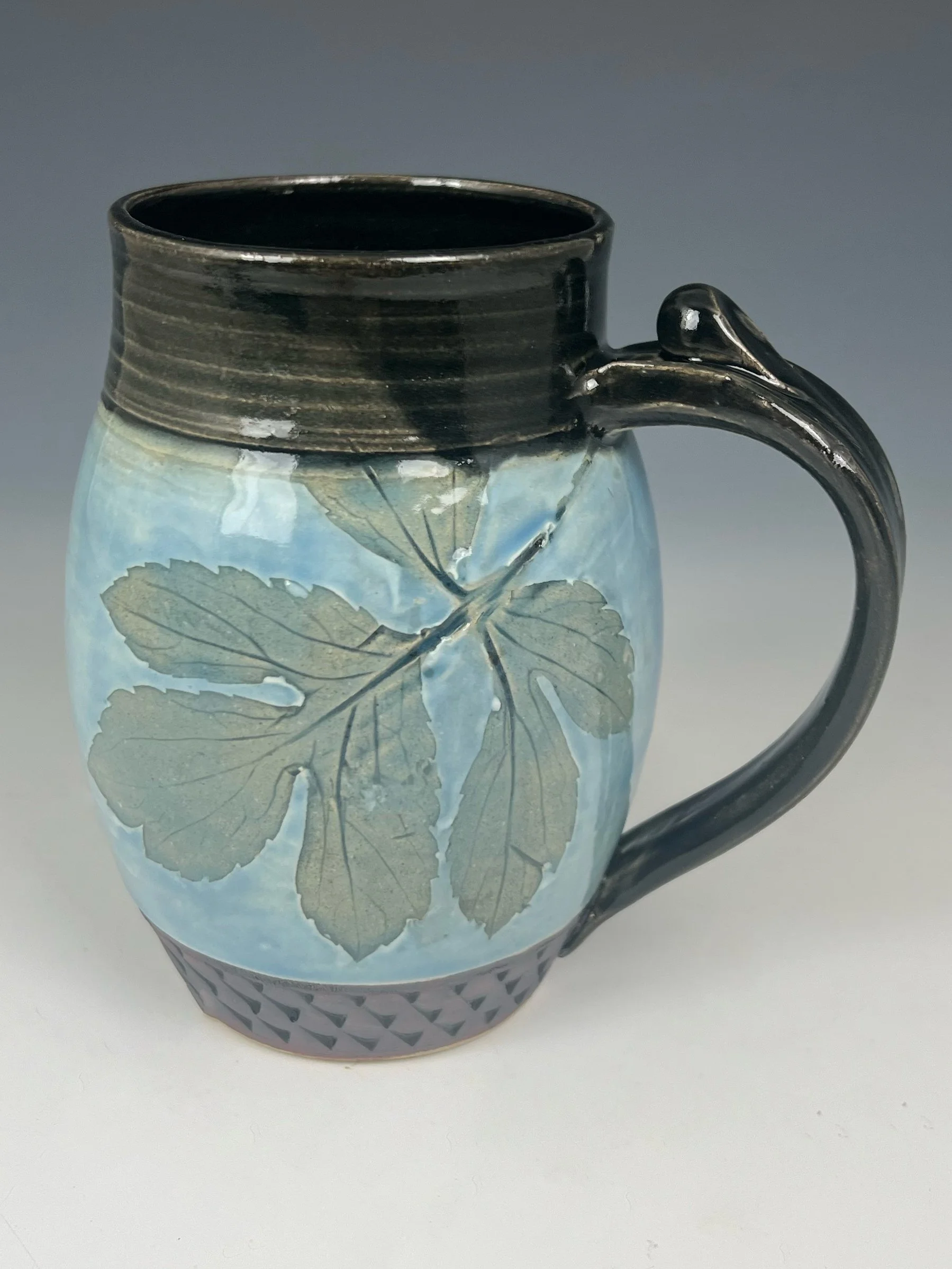 Mug in Light Blue with Cutleaf Coneflower Leaves
