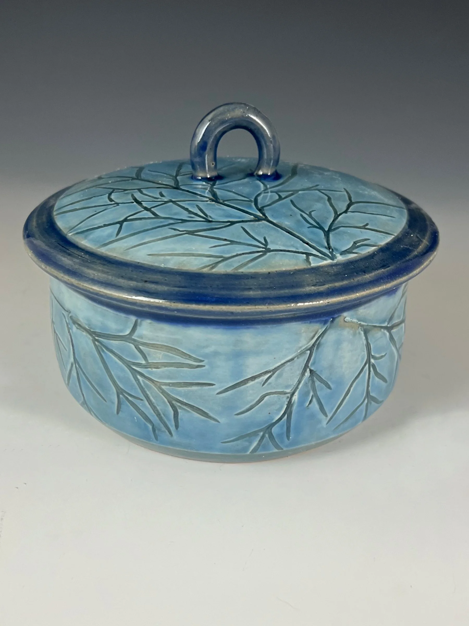Lidded Box in Two Blues with Cosmos