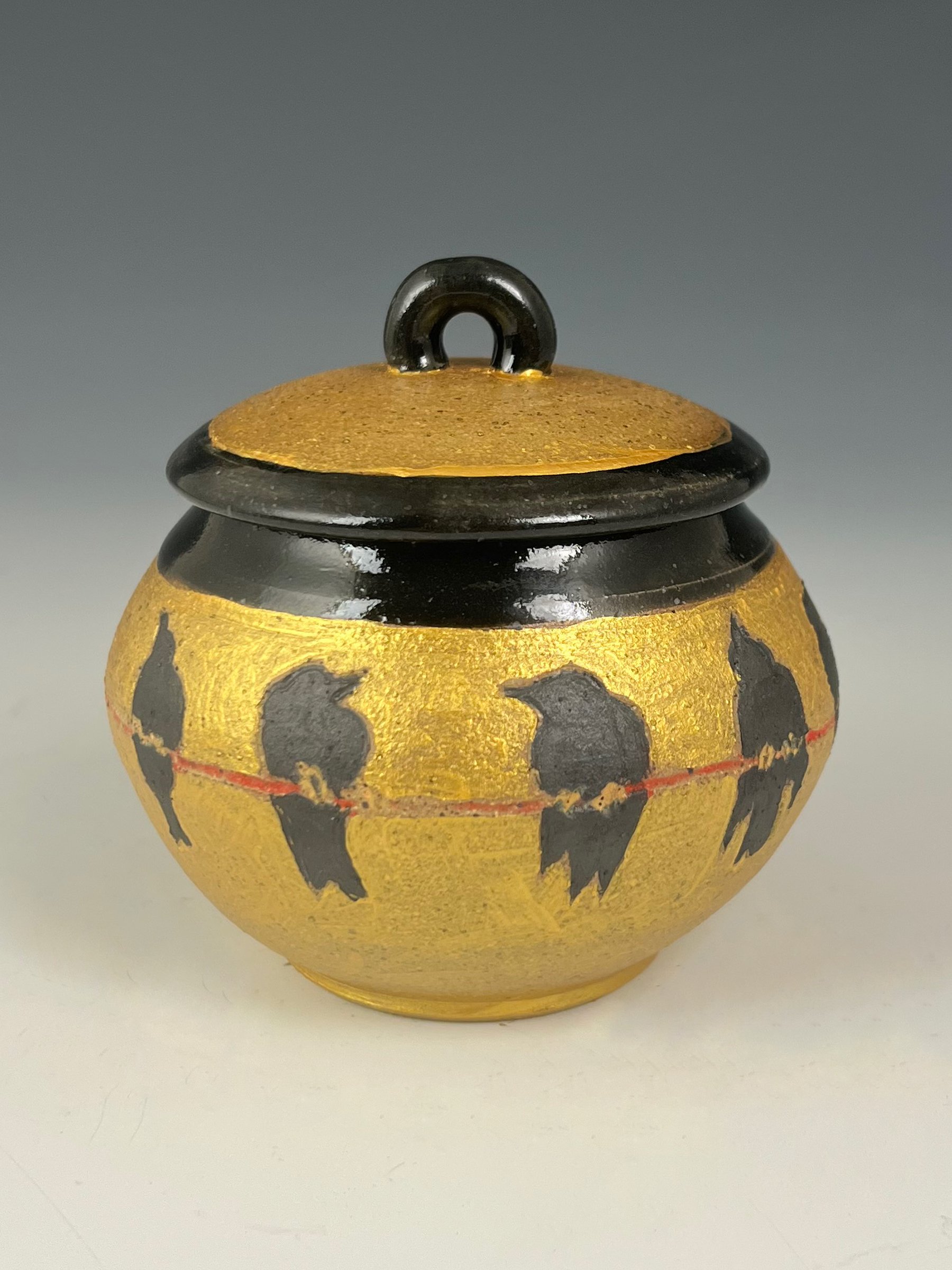 Gilded Birds-on-a-Wire Jar 2