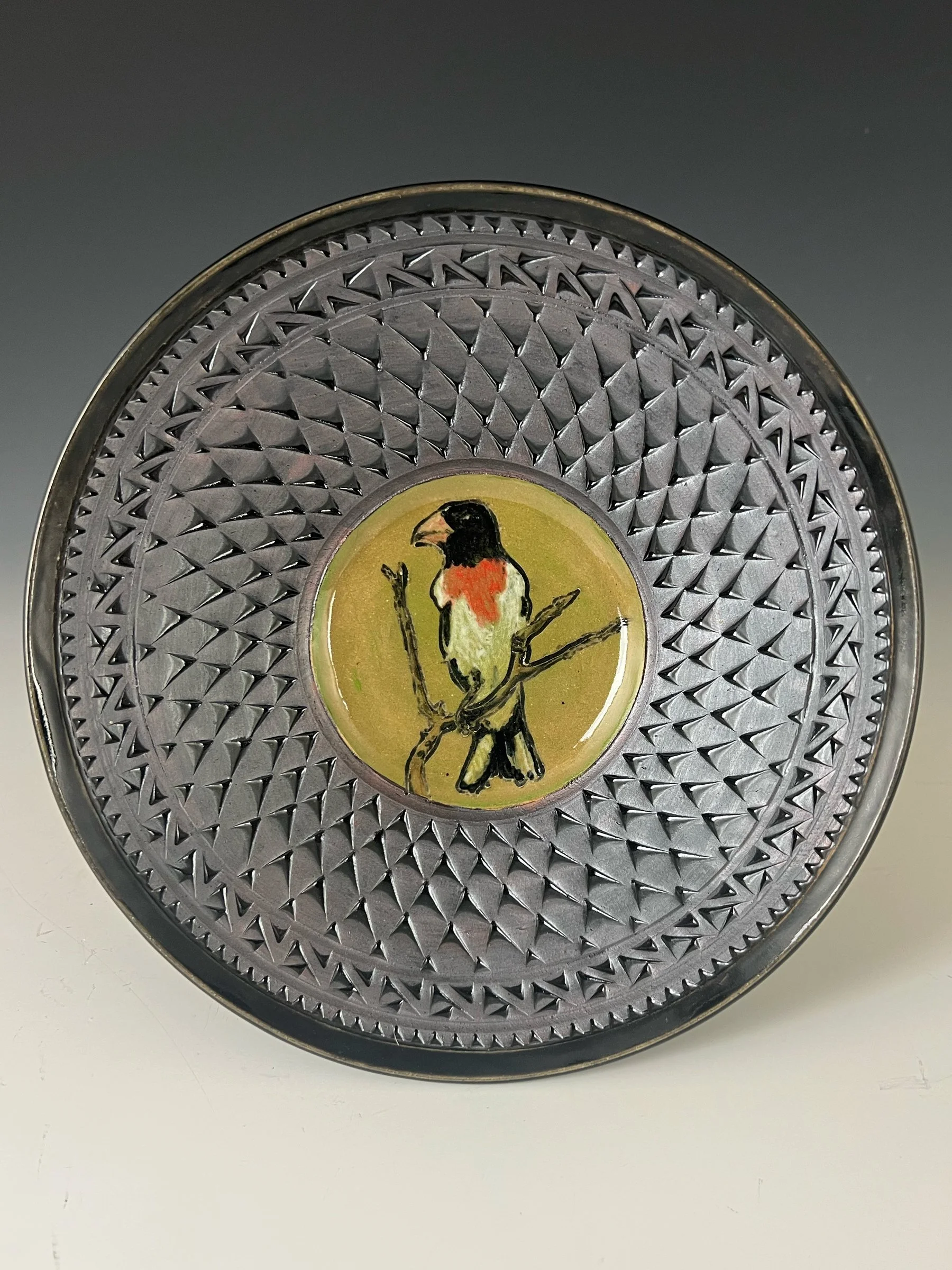 Rose Breasted Grosbeak Small Cameo Bowl