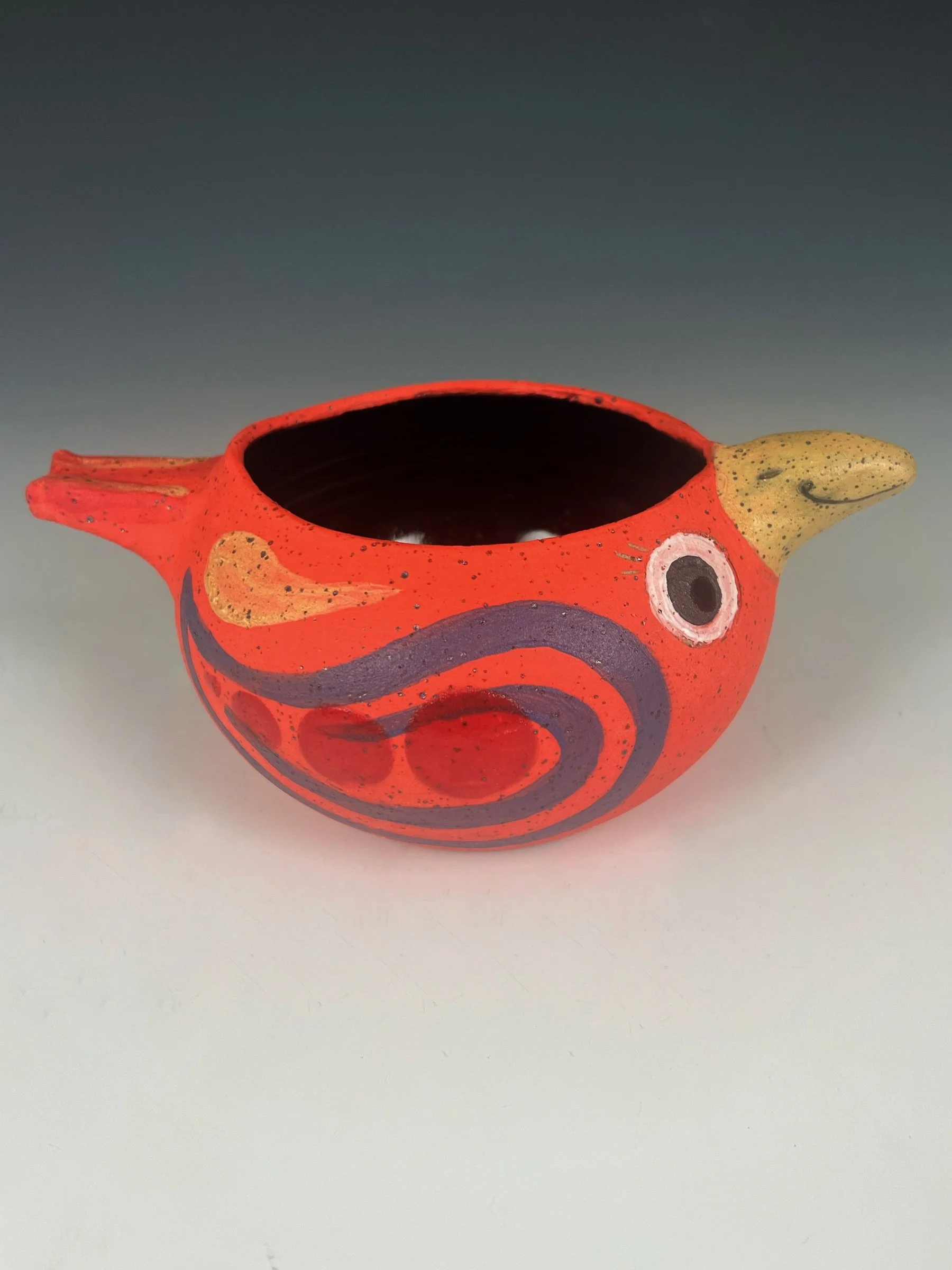 Danish Modern Orange Bird Bowl