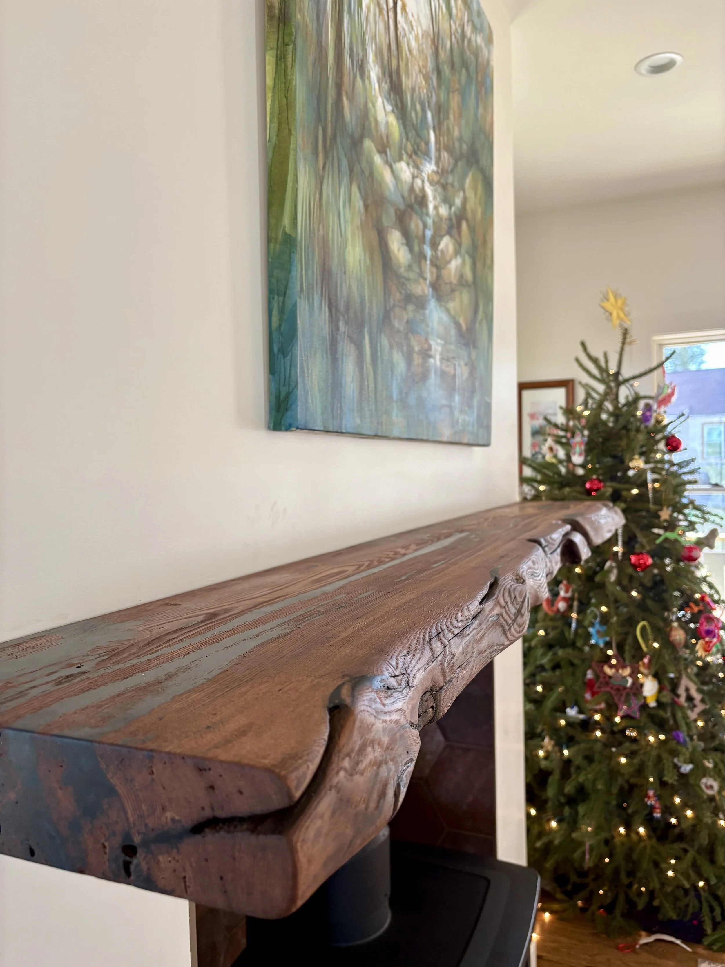 Live Edge American Chestnut Mantel