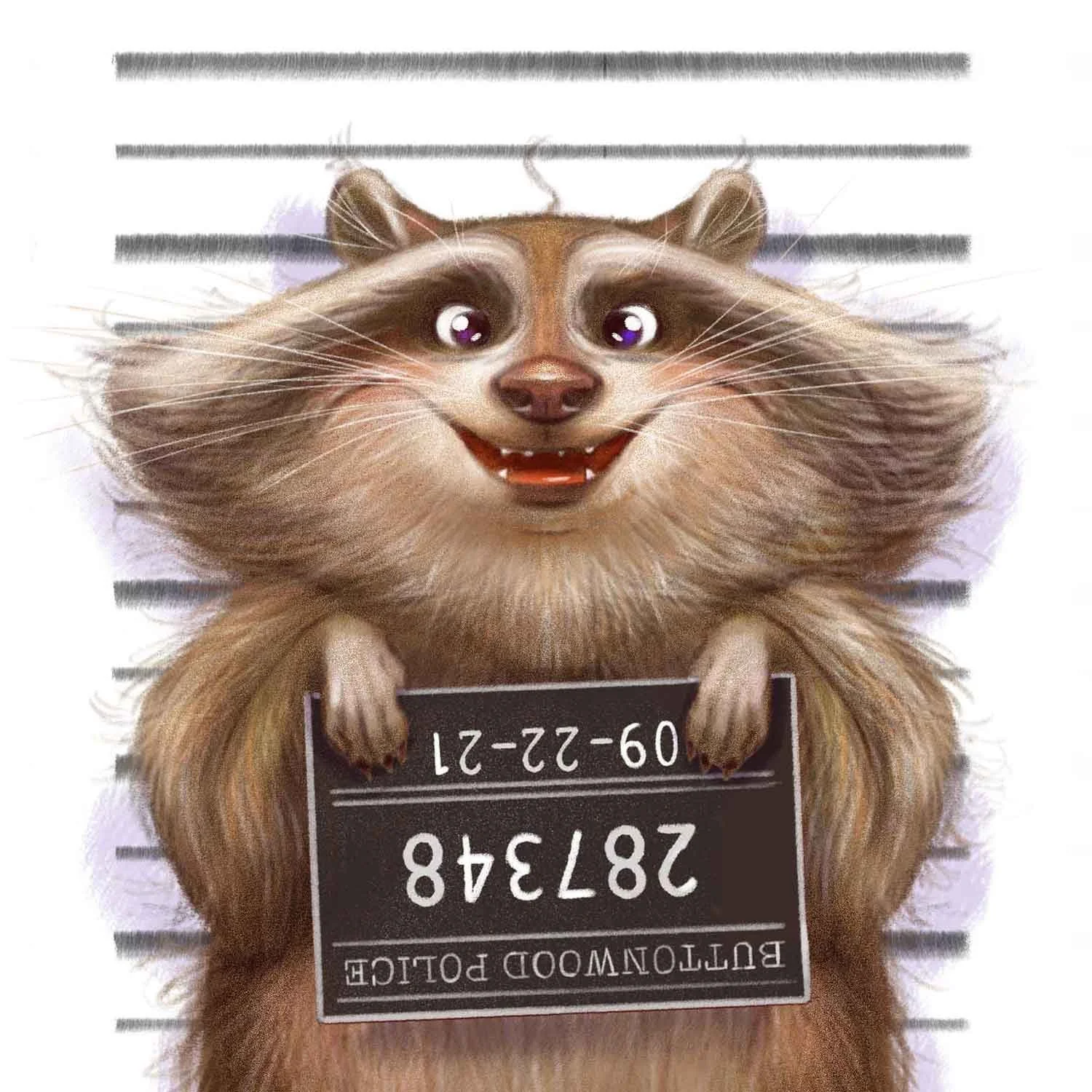 Mugshot of a clueless but happy raccoon