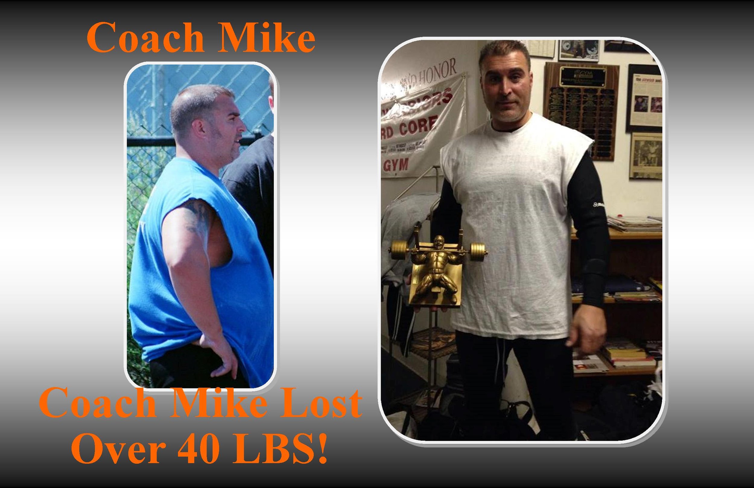 A smiling photo of co-owner Michael Locolle in a grey shirt in front of a wall of workout equipment