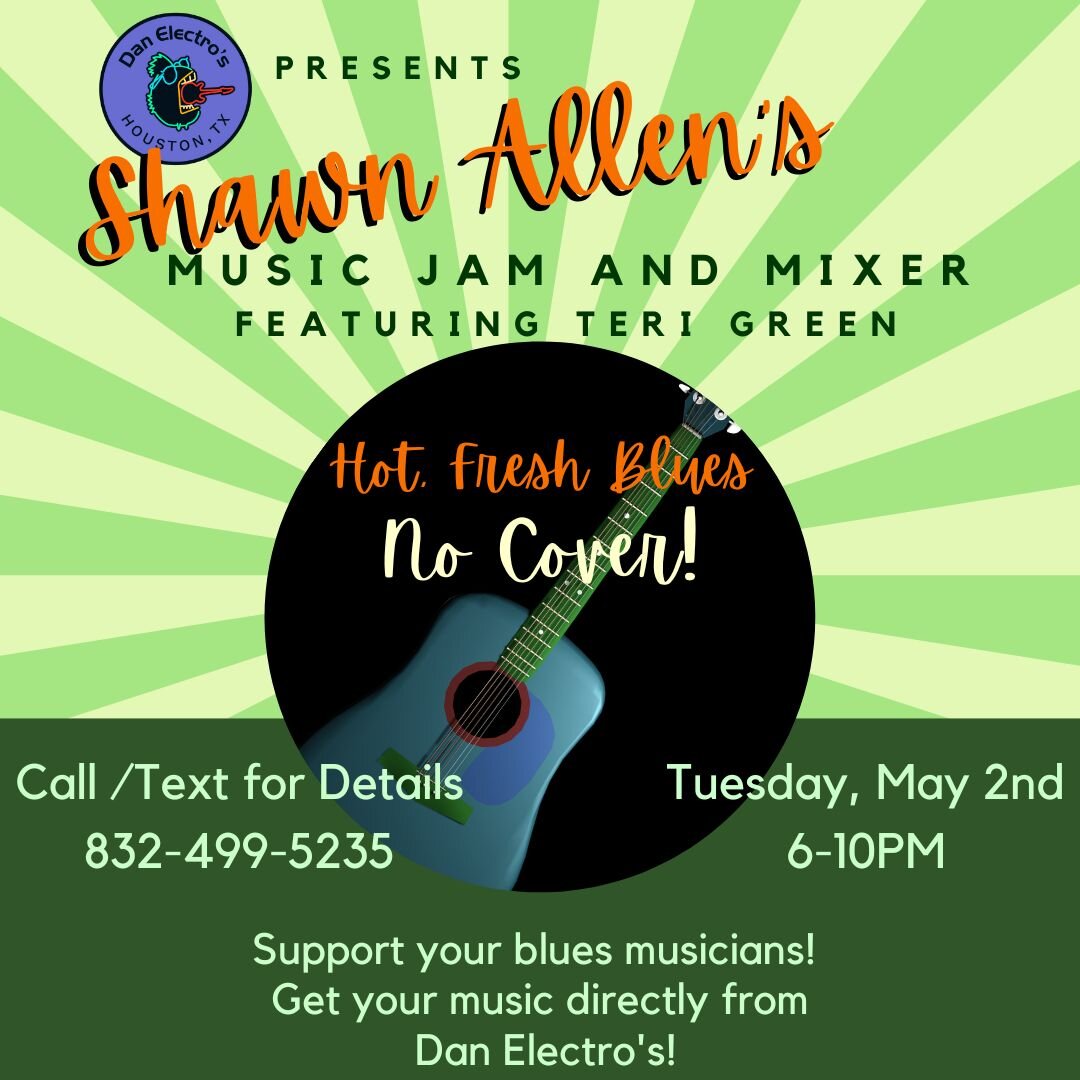 Big thanks to everyone who made the new blues jam so amazing! Add May 2nd to your calendar for the next one - we would love to see you out to enjoy Shawn Allen, Teri Green and fresh, hot blues!  #houstonblues #bluesjam #houstonlivemusic  #houstonhots