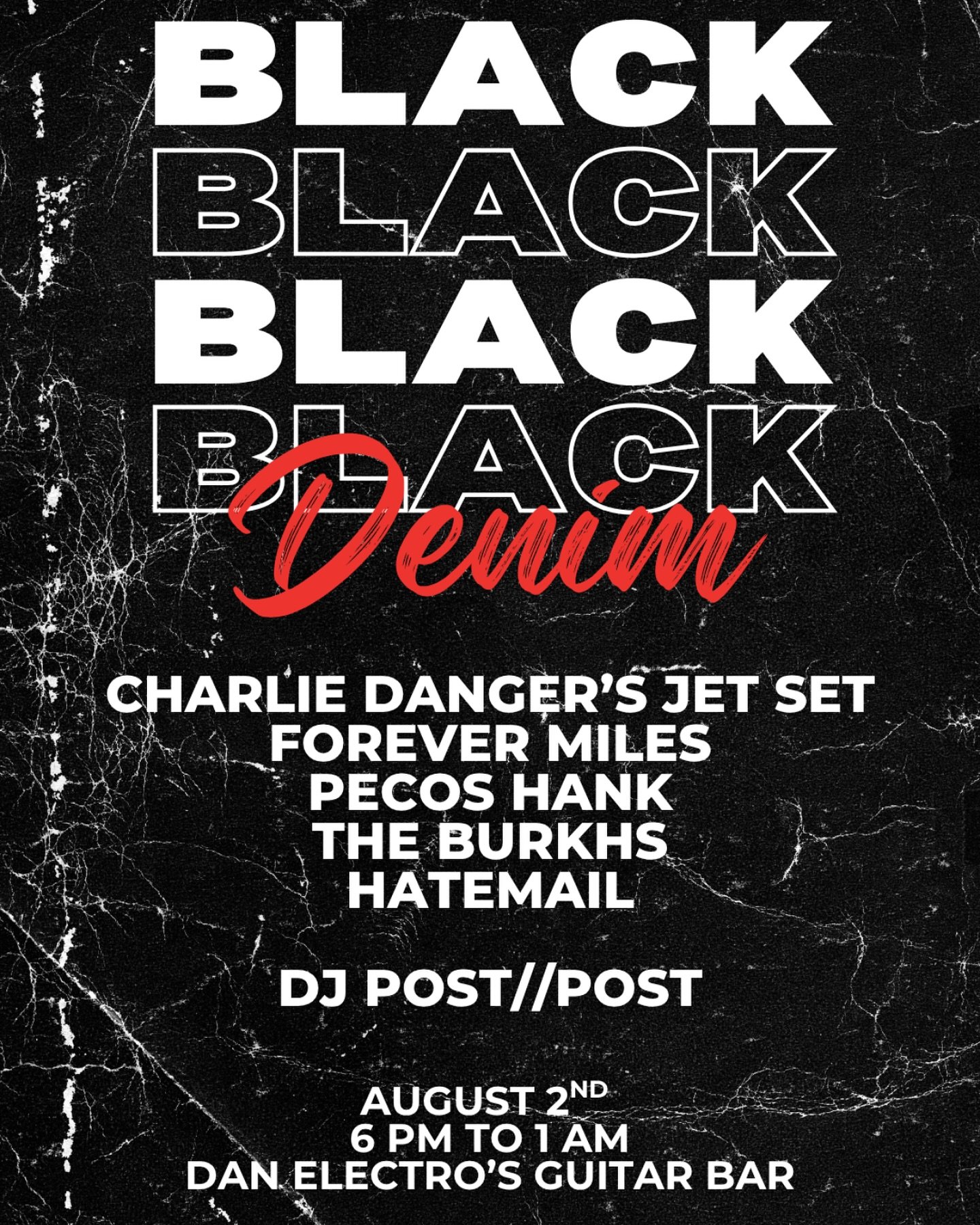 August 2 is white linen night in the heights BUT it’s going to be…
Black Denim Night here at Dan Electros!!
🕶️🕶️🕶️🕶️
LIVE Music! Drinks! And Food!
From 5pm til LATE!