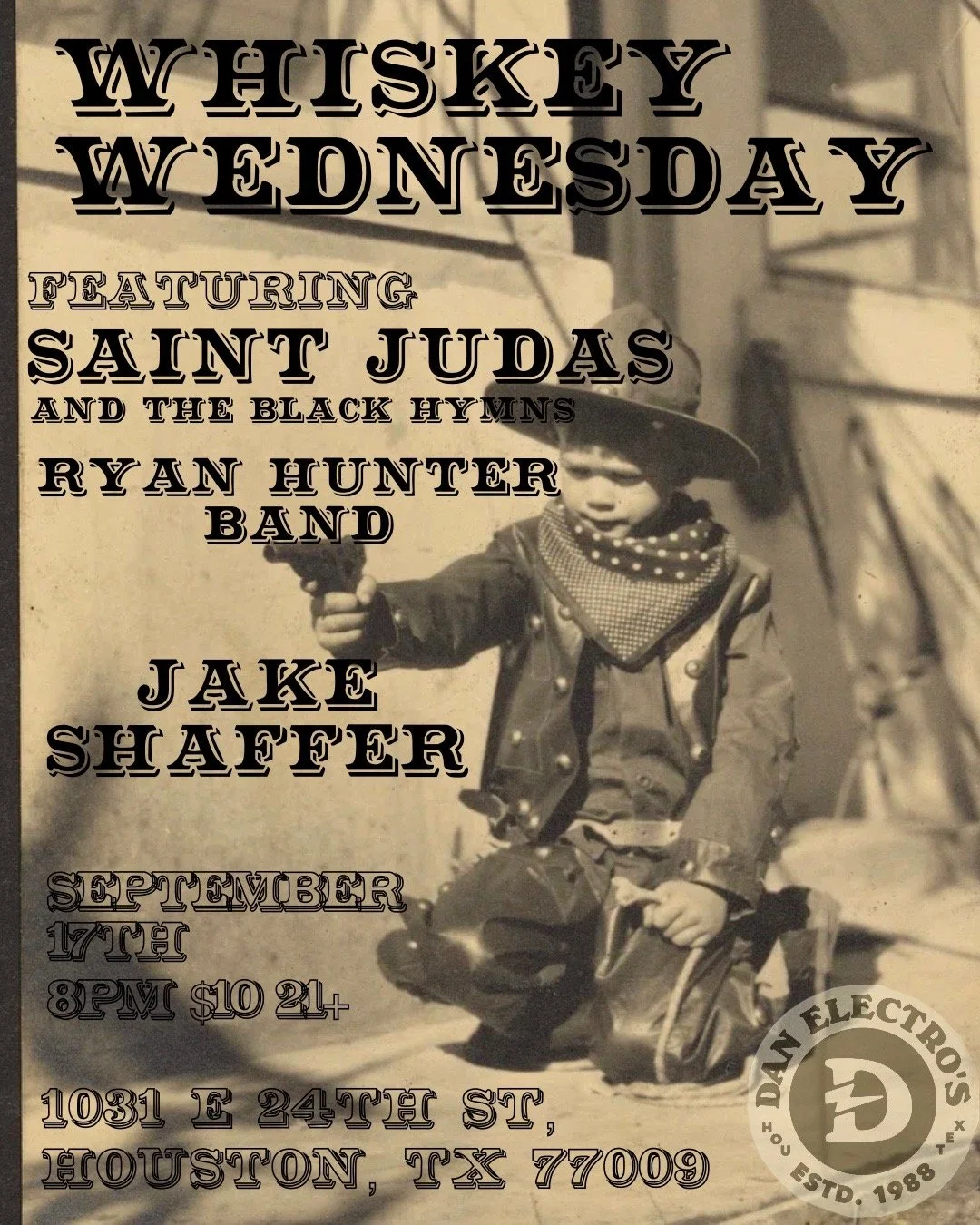 Whiskey Wednesday! Saint Judas & The Black Hymns with Special Guests Jake Shaffer & Ryan Hunter Band