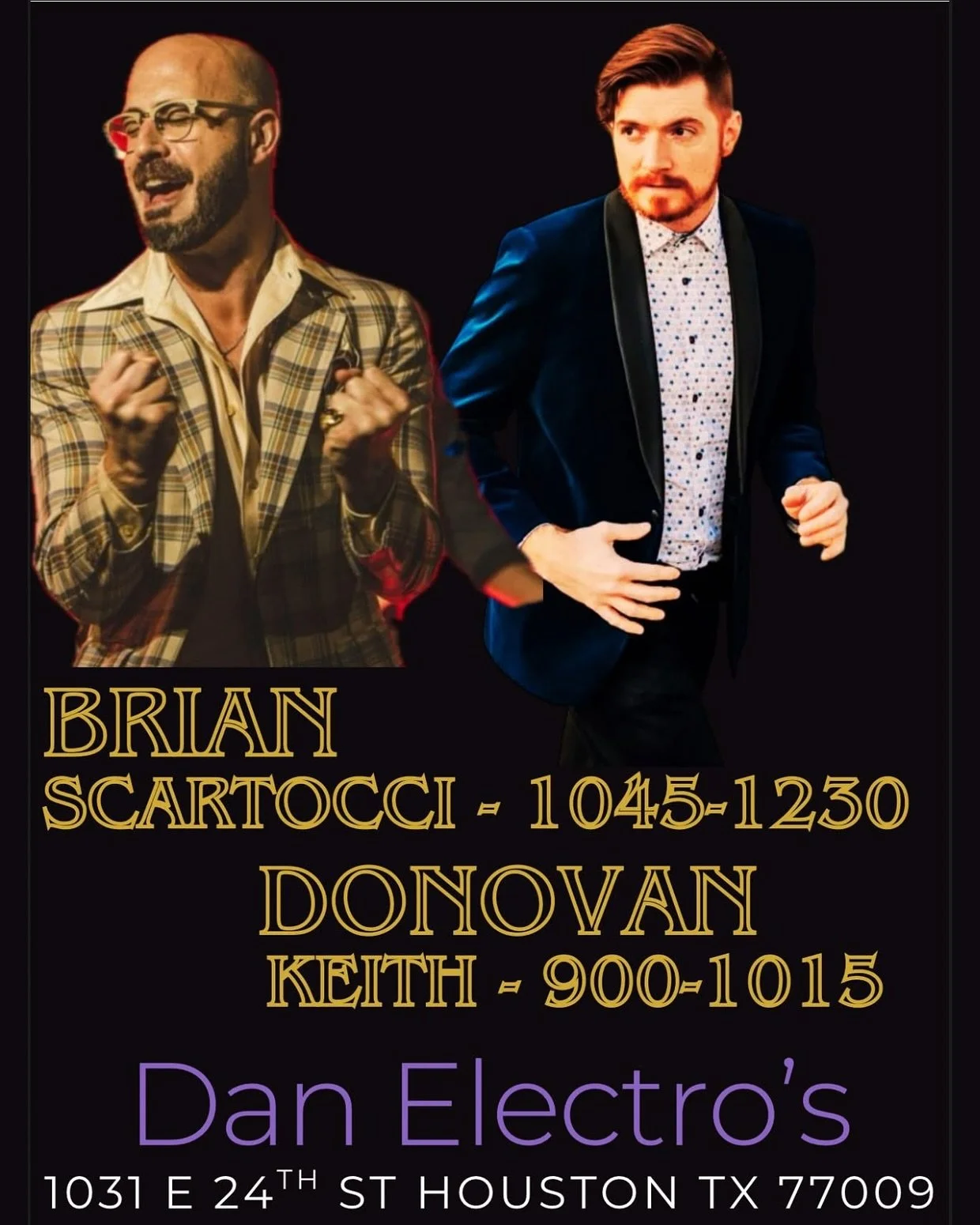 HAPPY WEEKEND HOUSTON!!
We have a weekend full of bangers for you!!
🔥🔥🔥🔥🔥
Friday: @brianscartocci + @donovankeithmusic 

Saturday: (Matinee Show) A.S.S.Tober Fest w/ @houstonsass 
(Night Show) Grateful Dead tribute with @deadeyeaustin + LATE nig