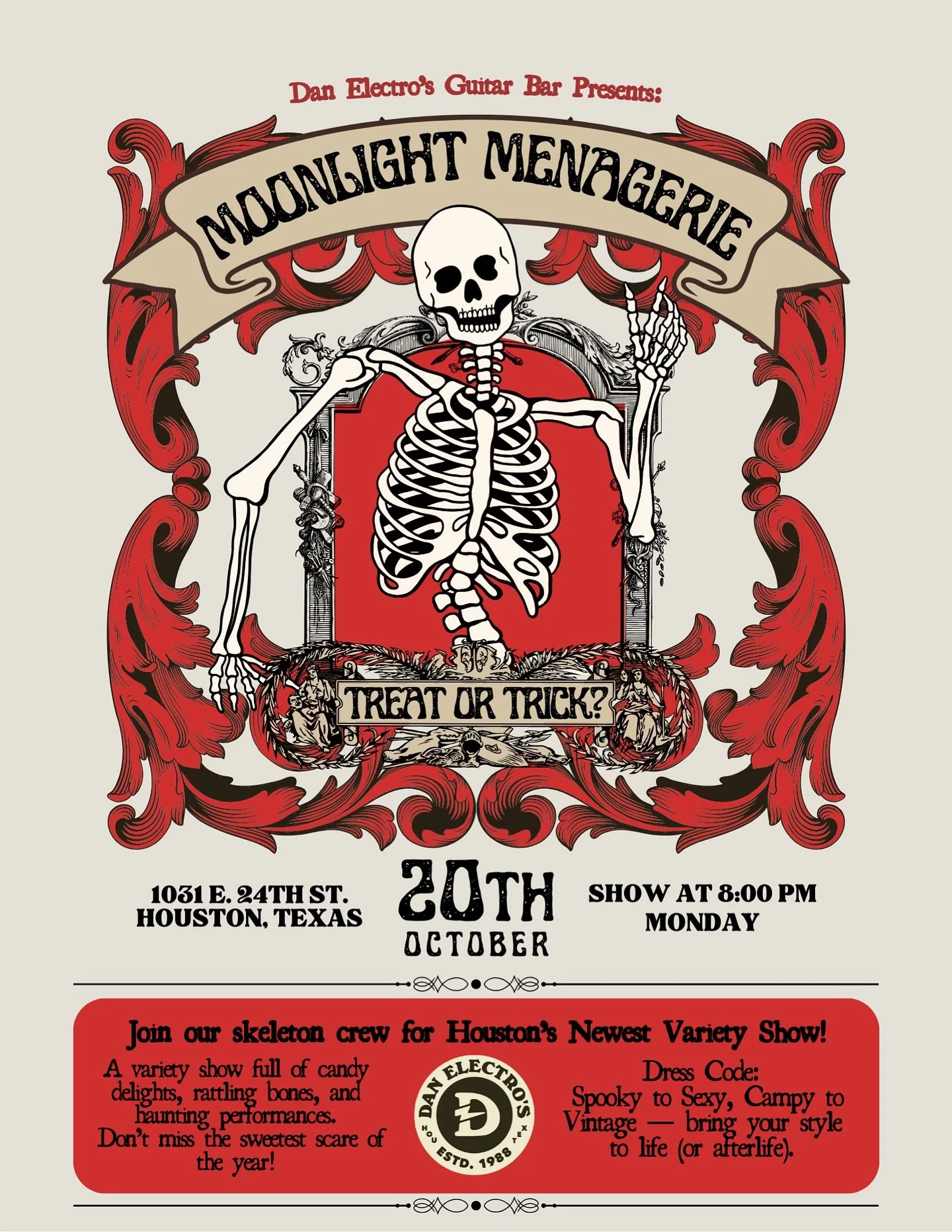 🌙 The Moonlight Menagerie 🌙
A brand-new variety show from Dan Electros!
Comedy • Sideshow • Burlesque • Drag • Music
✨ Debut Night: October 20 • 8–10PM ✨
Tickets $15 • Link in bio or at danelectros.com
This mon