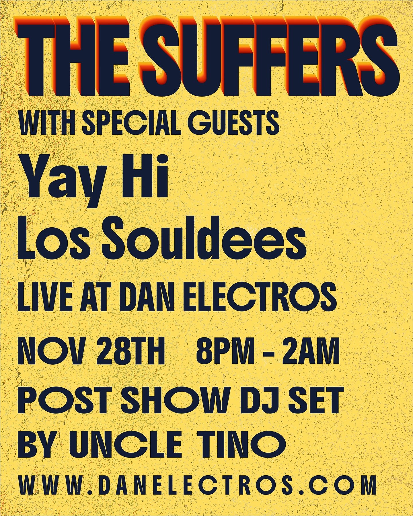 @thesuffers hometown show with @freeradicals and DJ @rootsvibah SOLD OUT so quickly, we decided to go ahead and add a second night here at Dan Electros with a completely different lineup! 
Friday, Nov. 28th, please join us for  NIGHT ONE featuring mu