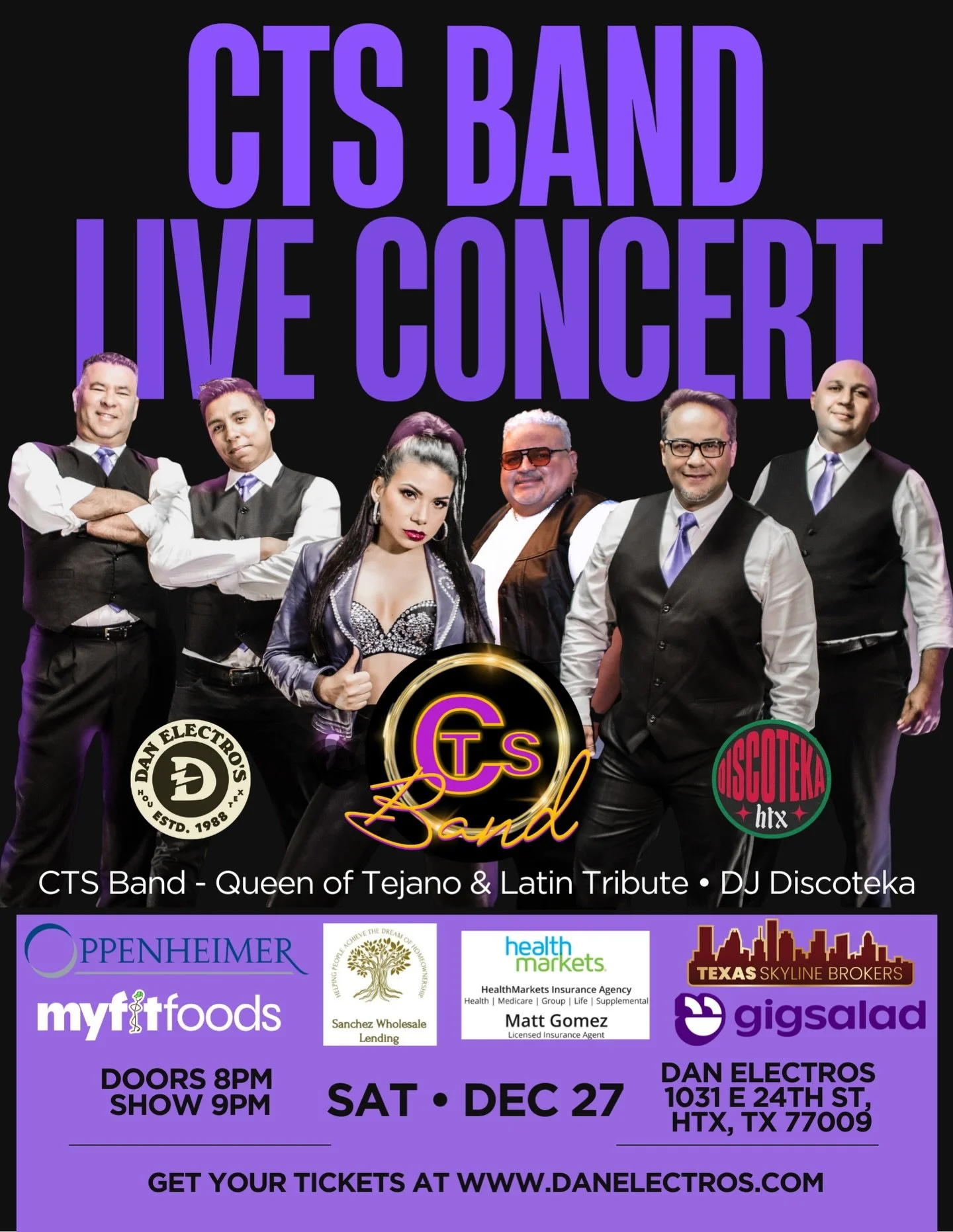 HOUSTON!!
Hope you&rsquo;re ready for a night of tribute to Selena and other Latin gems!!!
DECEMBER 27 @cristinamaromusic brings her Queen Of Tejano tribute to Dan Electros!! 💃
Buy your tickets today!!
https://www.stubwire.com/e/37000/ctsbandqueenof