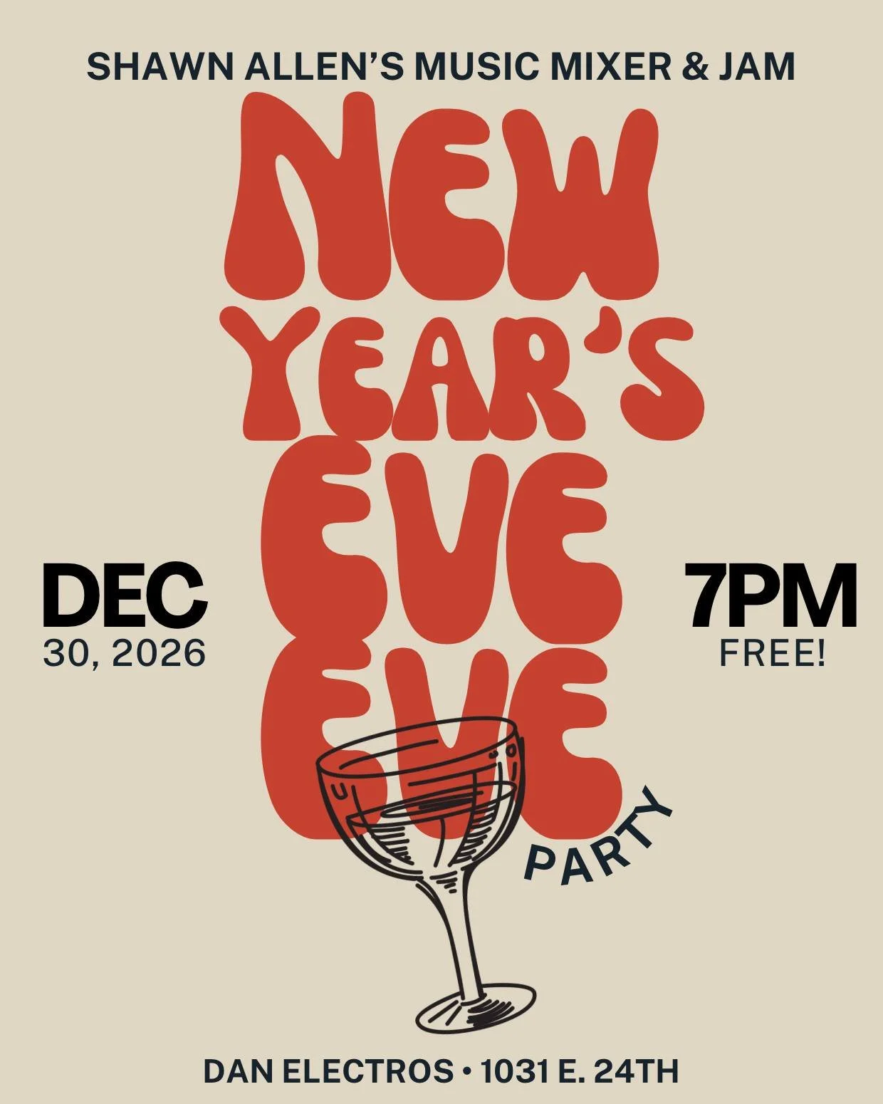 Shawn Allen's Music Mixer &amp; Jam New Year’s Eve Eve Party