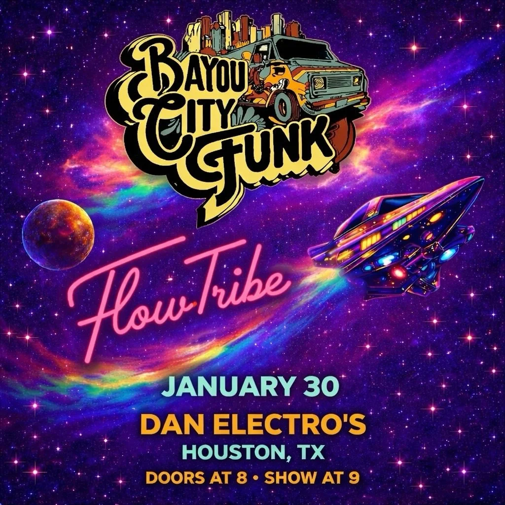 ‼️‼️‼️‼️
High Energy New Orleans Funk/Rock Band Flow Tribe, and dynamic, Houston-based funk, soul, and jazz fusion band known for high-energy live shows Bayou City Funk are uniting for a Texas Tour! Come get a double dose of some of the best Funk Tex
