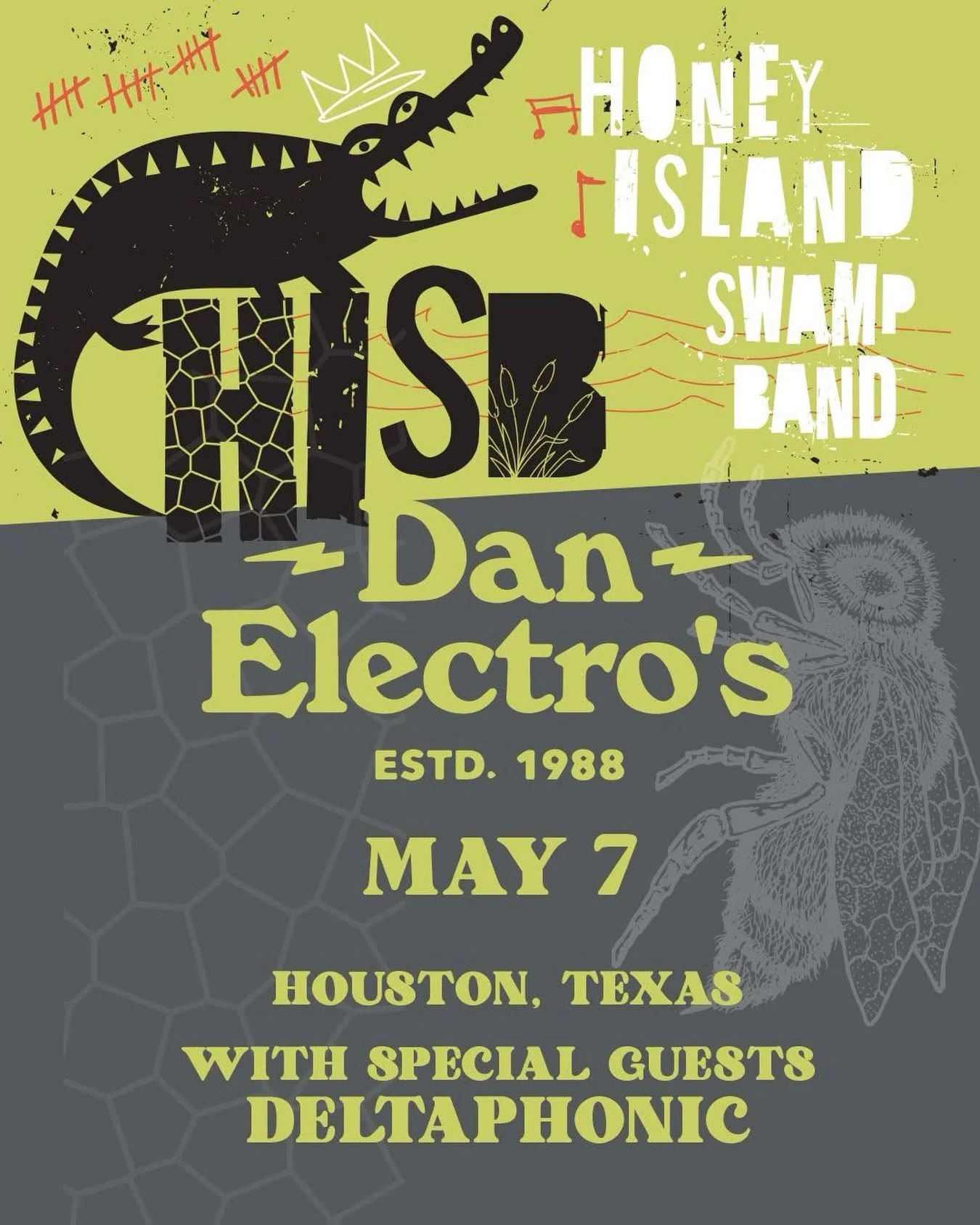 🐊ATTENTION SWAMP HEADS🐊
@honeyislandswampband 
PLUS @deltaph0nic 
Are coming to Dan Electros!!
🗓️ MAY 7
⏰ 7Pm 
🔞 21+
Grab your tickets today!!
https://www.stubwire.com/e/38188/honeyislandbanddeltaphonic/danelectros/