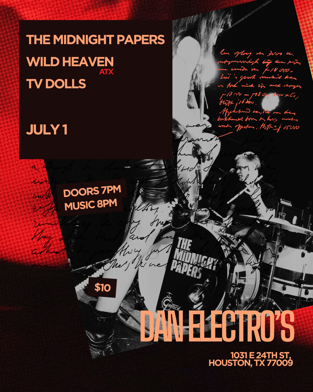 The Midnight Papers' Unaccessorized Tour Homecoming with Wild Heaven (ATX) and TV Dolls