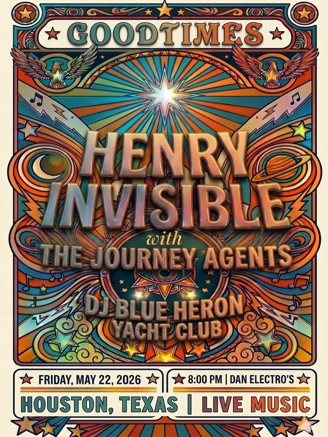 TONIGHT!!!
We have the funkiest Friday in town!!!
Don&rsquo;t miss @henryinvisible + The Journey Agents
LIVE here at Dans!!
Along with a groovy boogie set by @blueheronyachtclub 
🕺🕺🕺🕺🕺
Doors 8pm 
Grab your tickets now!
https://www.stubwire.com/e