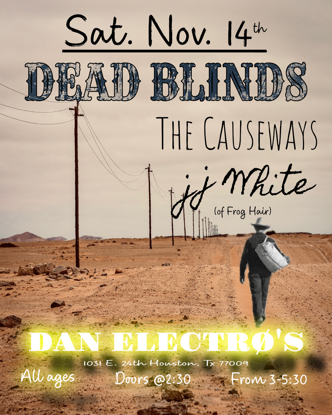 TIME TO WALK AWAY Single Release Event DEAD BLINDS with JJ White + The Causeways