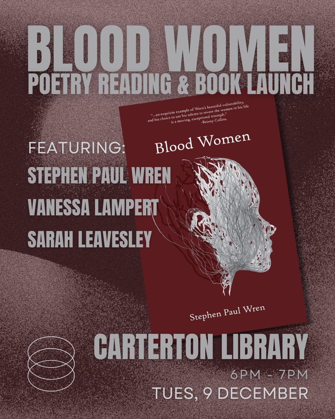 Hey UK Folk! If you haven't already, be sure to contact the Carterton Library at 01865 815125 to let them know you'll be attending Stephen Paul Wren's | @luke12poetry | live launch for BLOOD WOMEN!
This lets them know you're coming &amp; helps them o