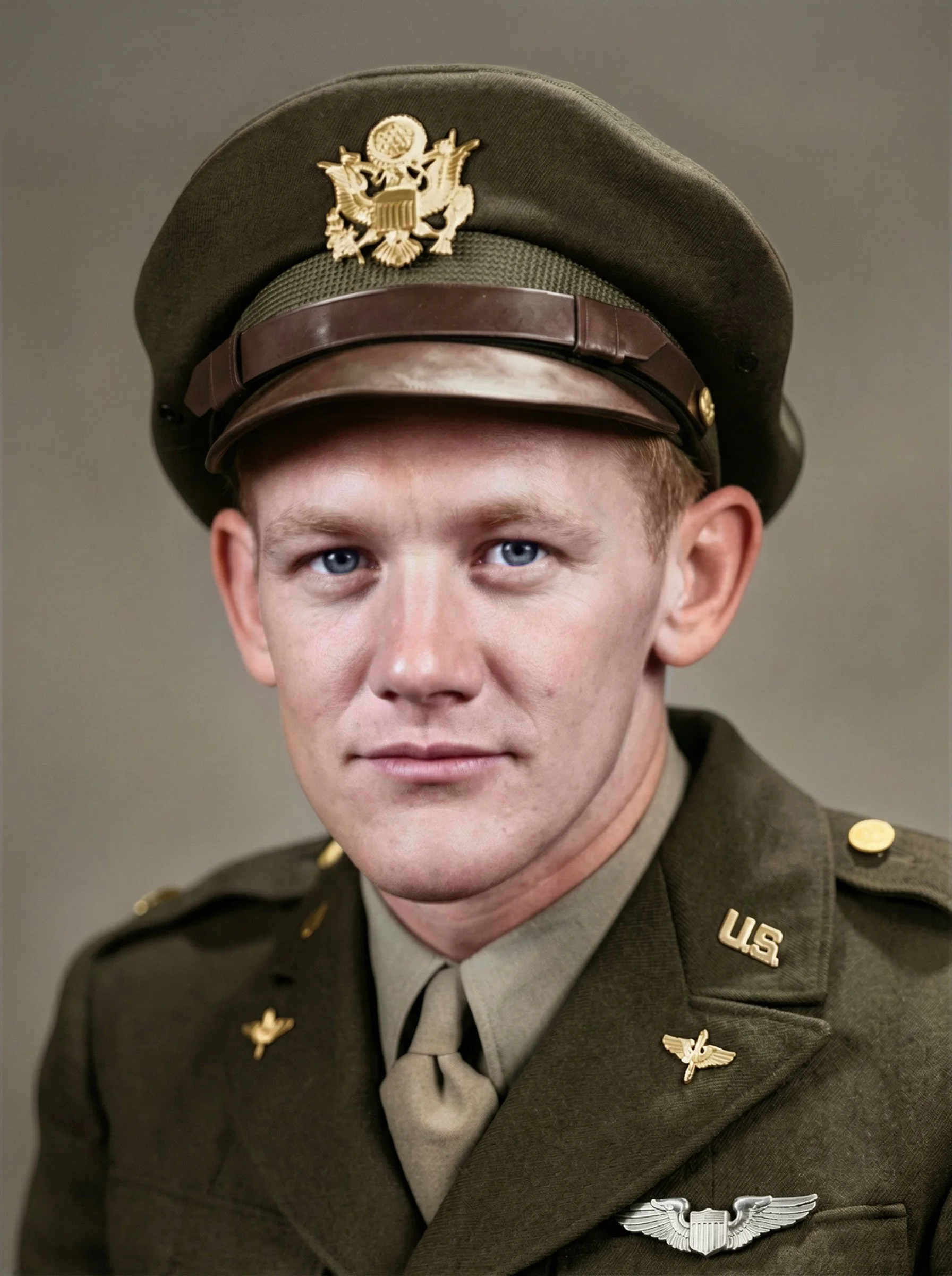 Twenty-four-year-old 2nd LT Bruce Ellwood Nostrand in July of 1943, proudly wearing his officer’s uniform and silver wings, after completing his advanced flight training
in Yuma, Arizona.