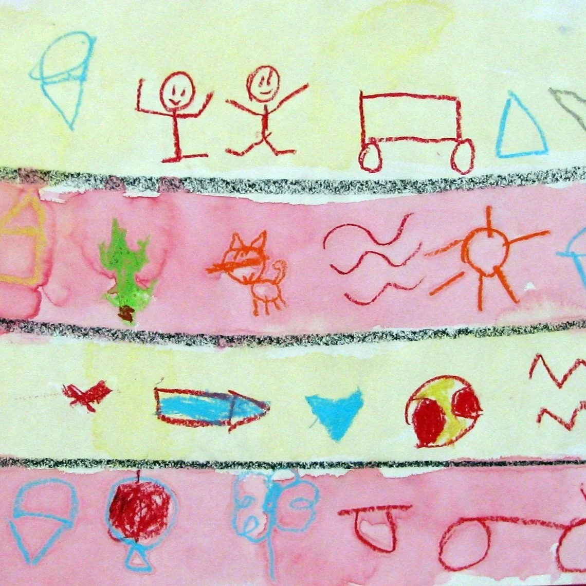 Kinder student's art inspired by Wassily Kandinsky "Lines of Signs" Masterpiece